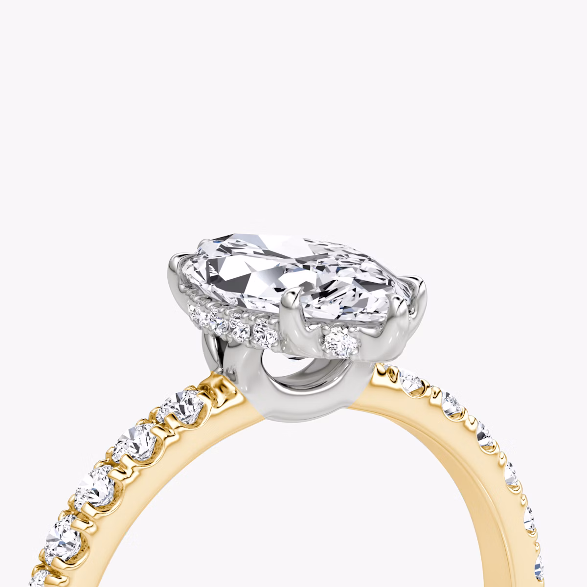 The Signature | Marquise | 18k | Yellow Gold and Platinum | bandAccent: Pavé | bandWidth: large | hiddenHalo: yes | diamondOrientation: vertical | caratWeight: other