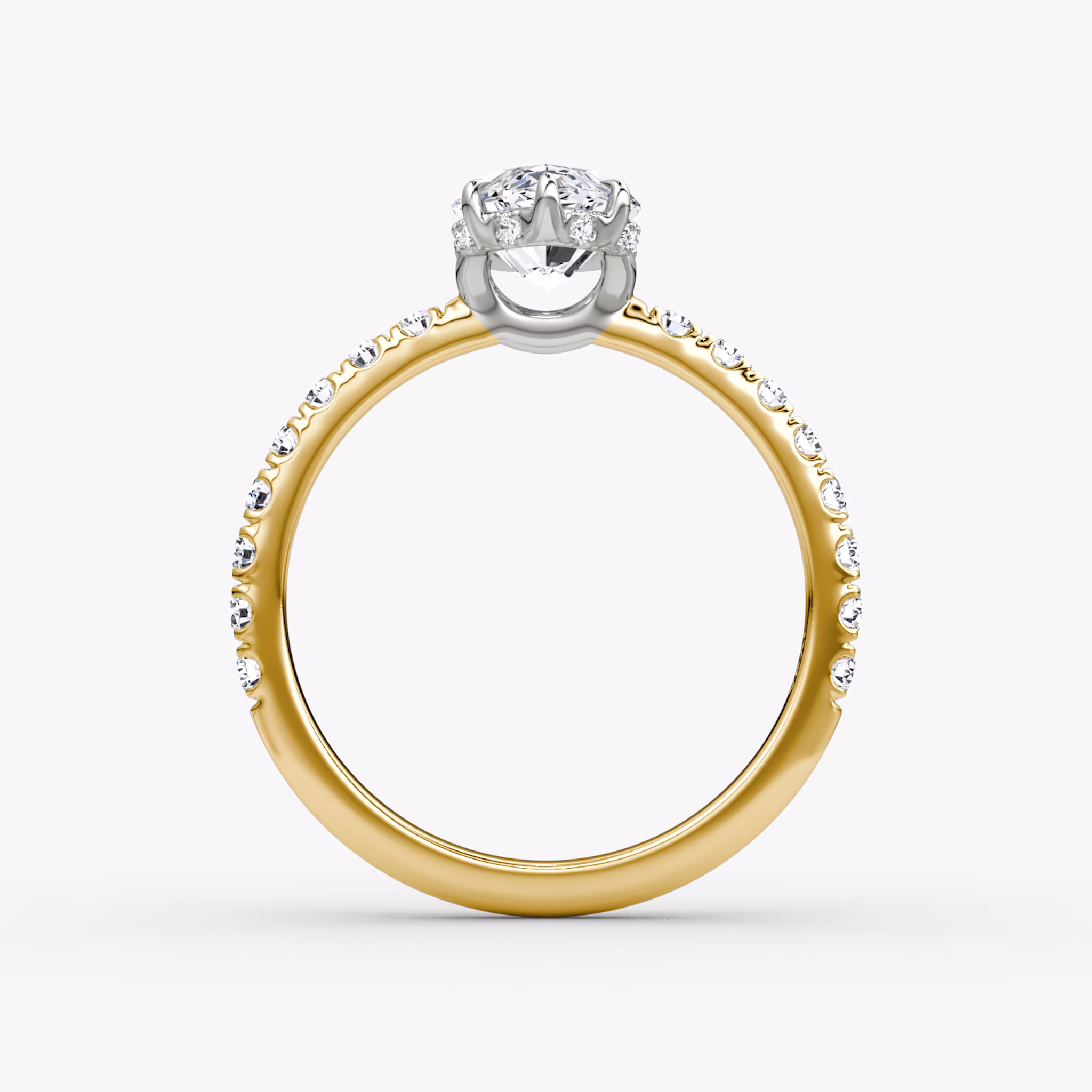 The Signature | Marquise | 18k | Yellow Gold and Platinum | bandAccent: Pavé | bandWidth: large | hiddenHalo: yes | diamondOrientation: vertical | caratWeight: other