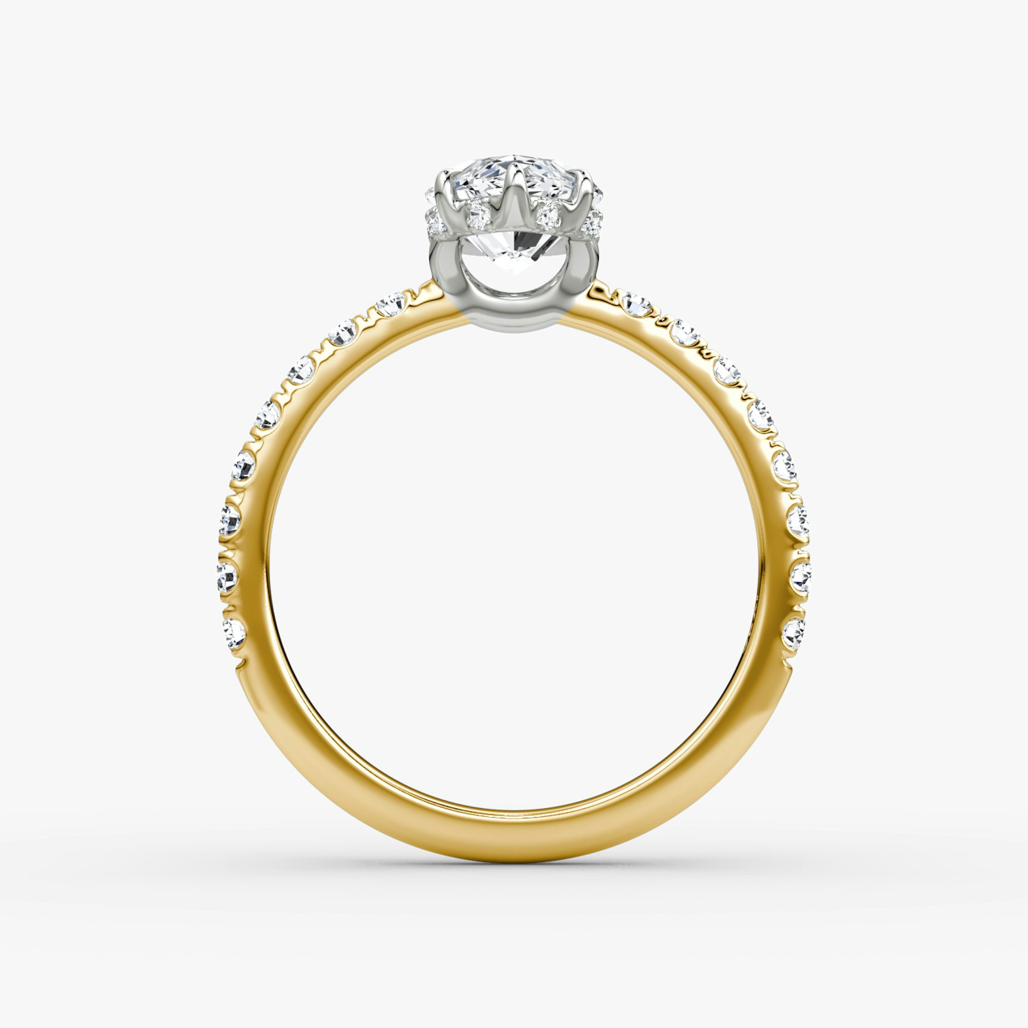 The Signature | Marquise | 18k | Yellow Gold and Platinum | bandAccent: Pavé | bandWidth: large | hiddenHalo: yes | diamondOrientation: vertical | caratWeight: other