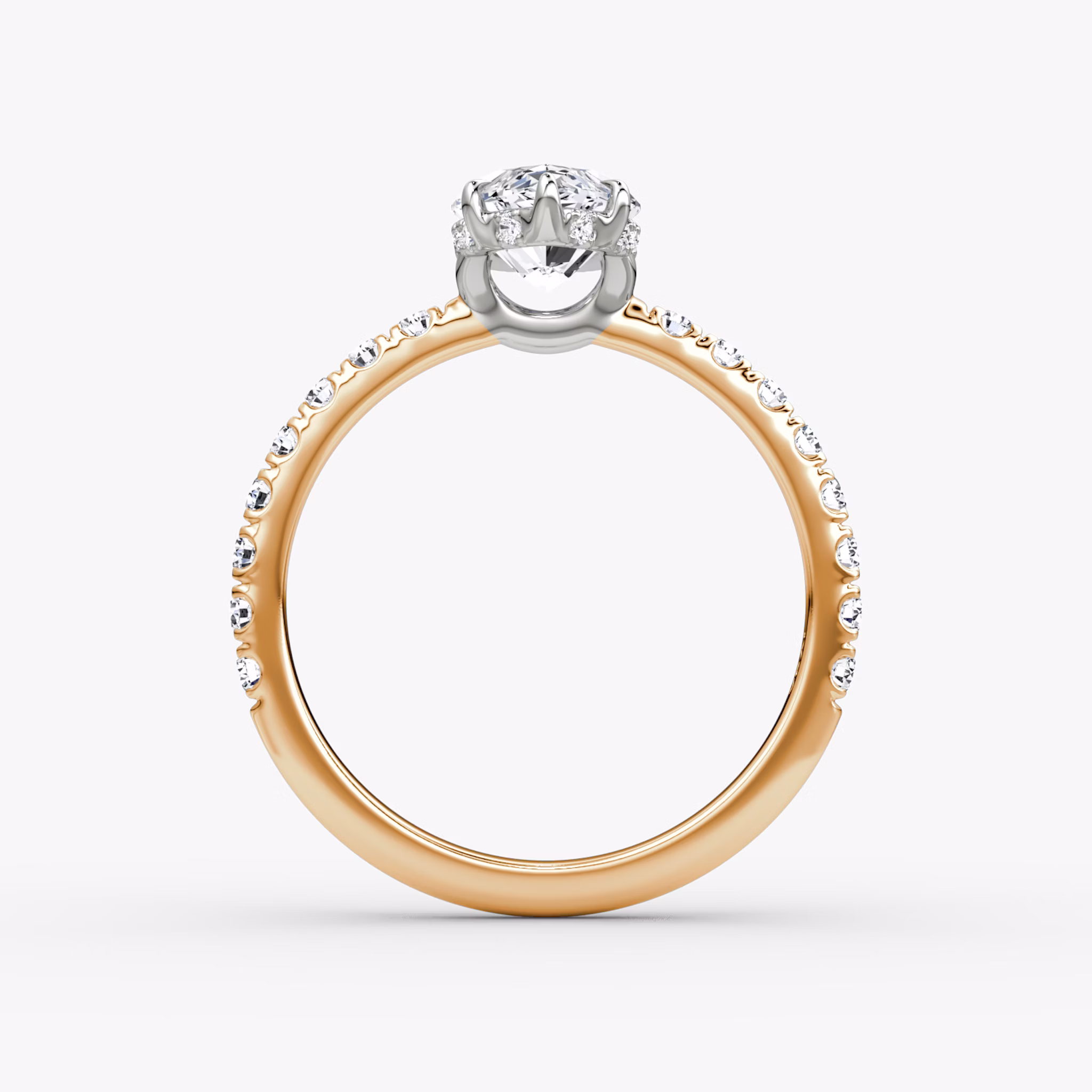 The Signature | Marquise | 14k | Rose Gold and Platinum | bandAccent: Pavé | bandWidth: large | hiddenHalo: yes | diamondOrientation: vertical | caratWeight: other