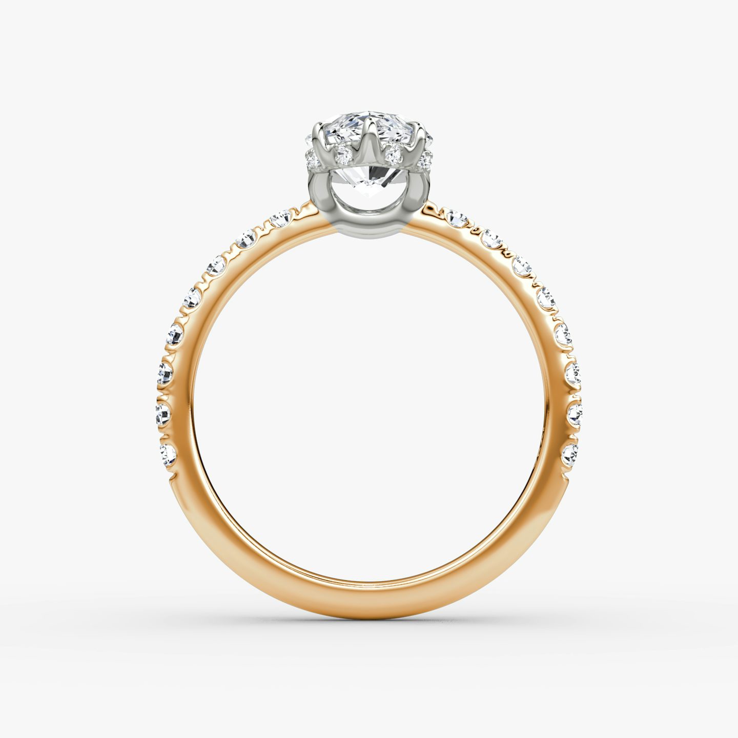 The Signature | Marquise | 14k | Rose Gold and Platinum | bandAccent: Pavé | bandWidth: large | hiddenHalo: yes | diamondOrientation: vertical | caratWeight: other