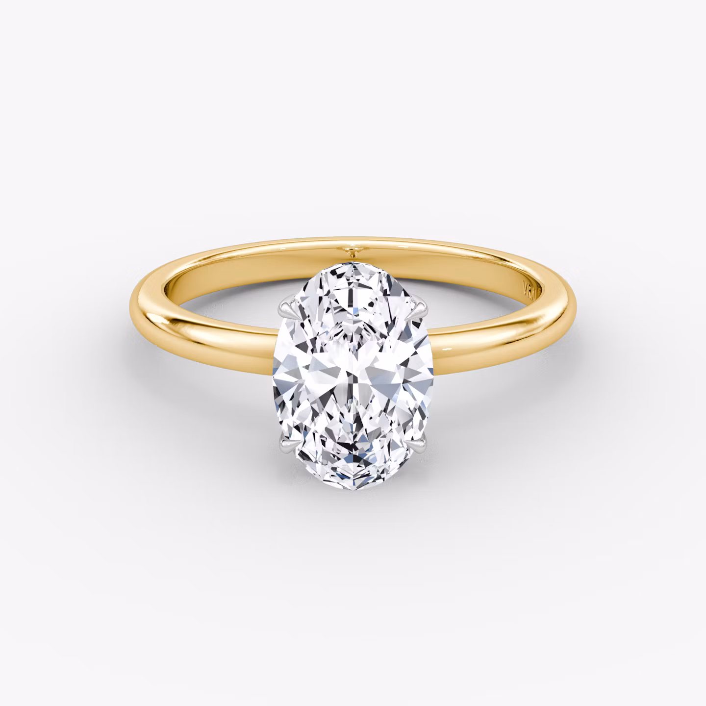 The Signature | Oval | 18k | Yellow Gold and Platinum | bandAccent: Plain | bandWidth: large | hiddenHalo: yes | diamondOrientation: vertical | caratWeight: other