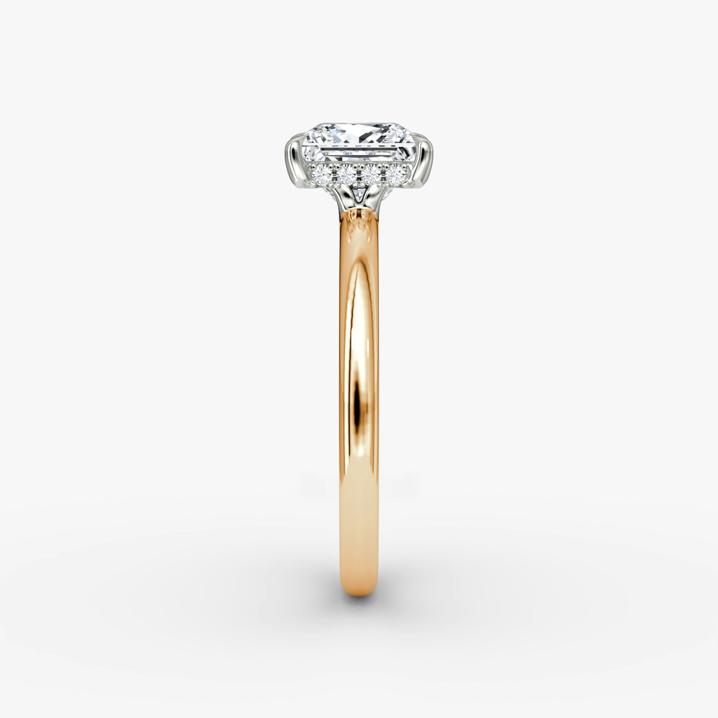 The Signature | Princess | 14k | Rose Gold and Platinum | bandAccent: Plain | bandWidth: large | hiddenHalo: yes | diamondOrientation: vertical | caratWeight: other