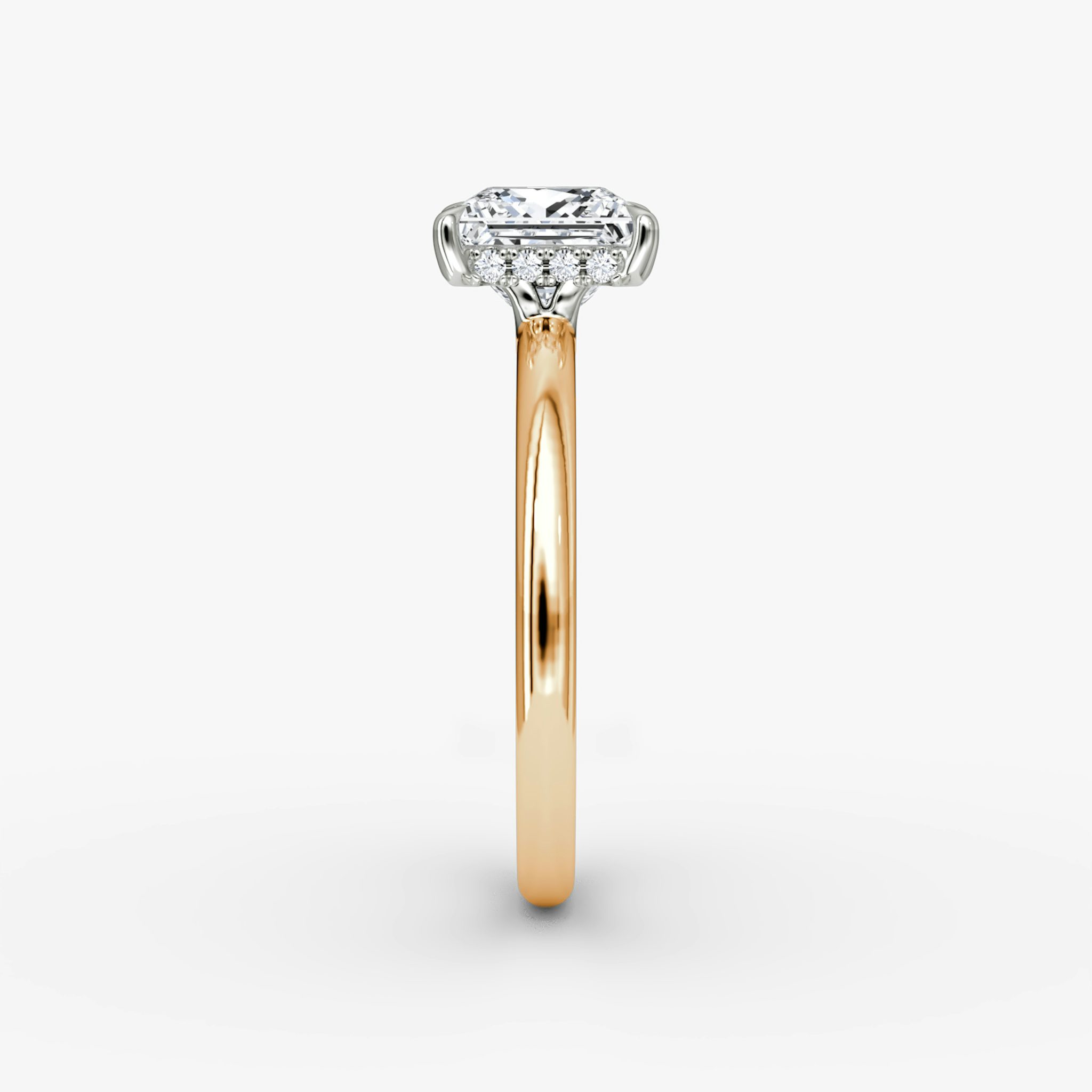 The Signature | Princess | 14k | Rose Gold and Platinum | bandAccent: Plain | bandWidth: large | hiddenHalo: yes | diamondOrientation: vertical | caratWeight: other