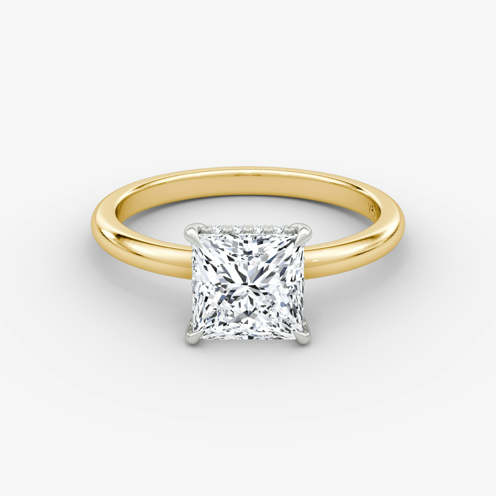 The Signature | Princess | 18k | Yellow Gold and Platinum | bandAccent: Plain | bandWidth: large | hiddenHalo: yes | diamondOrientation: vertical | caratWeight: other