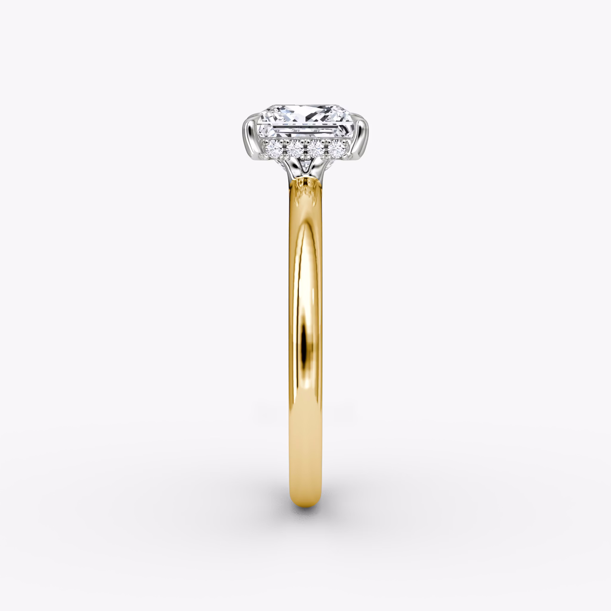 The Signature | Princess | 18k | Yellow Gold and Platinum | bandAccent: Plain | bandWidth: large | hiddenHalo: yes | diamondOrientation: vertical | caratWeight: other
