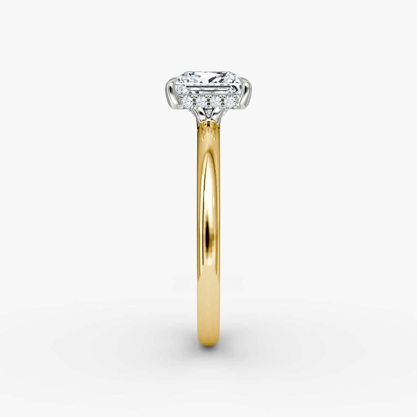 The Signature | Princess | 18k | Yellow Gold and Platinum | bandAccent: Plain | bandWidth: large | hiddenHalo: yes | diamondOrientation: vertical | caratWeight: other