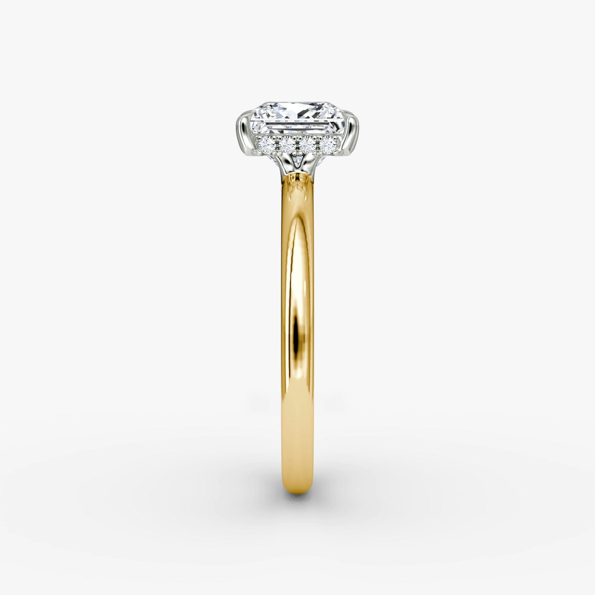 The Signature | Princess | 18k | Yellow Gold and Platinum | bandAccent: Plain | bandWidth: large | hiddenHalo: yes | diamondOrientation: vertical | caratWeight: other