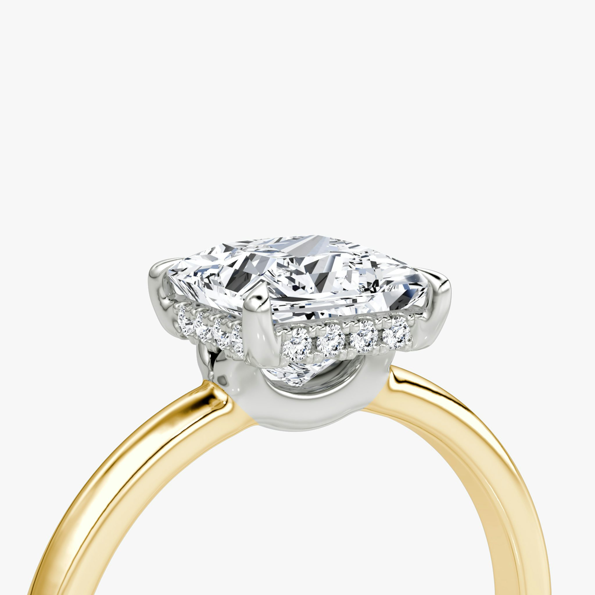 The Signature | Princess | 18k | Yellow Gold and Platinum | bandAccent: Plain | bandWidth: large | hiddenHalo: yes | diamondOrientation: vertical | caratWeight: other