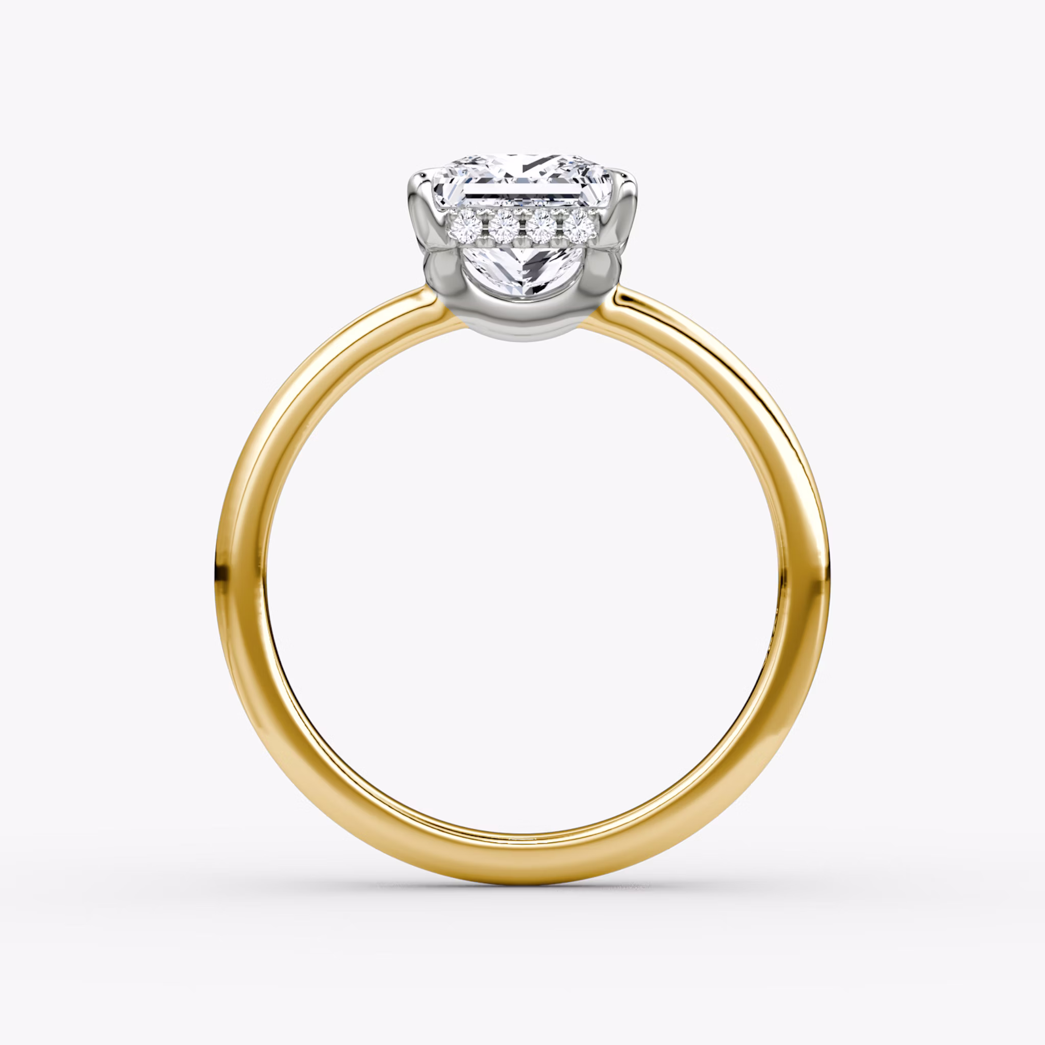 The Signature | Princess | 18k | Yellow Gold and Platinum | bandAccent: Plain | bandWidth: large | hiddenHalo: yes | diamondOrientation: vertical | caratWeight: other