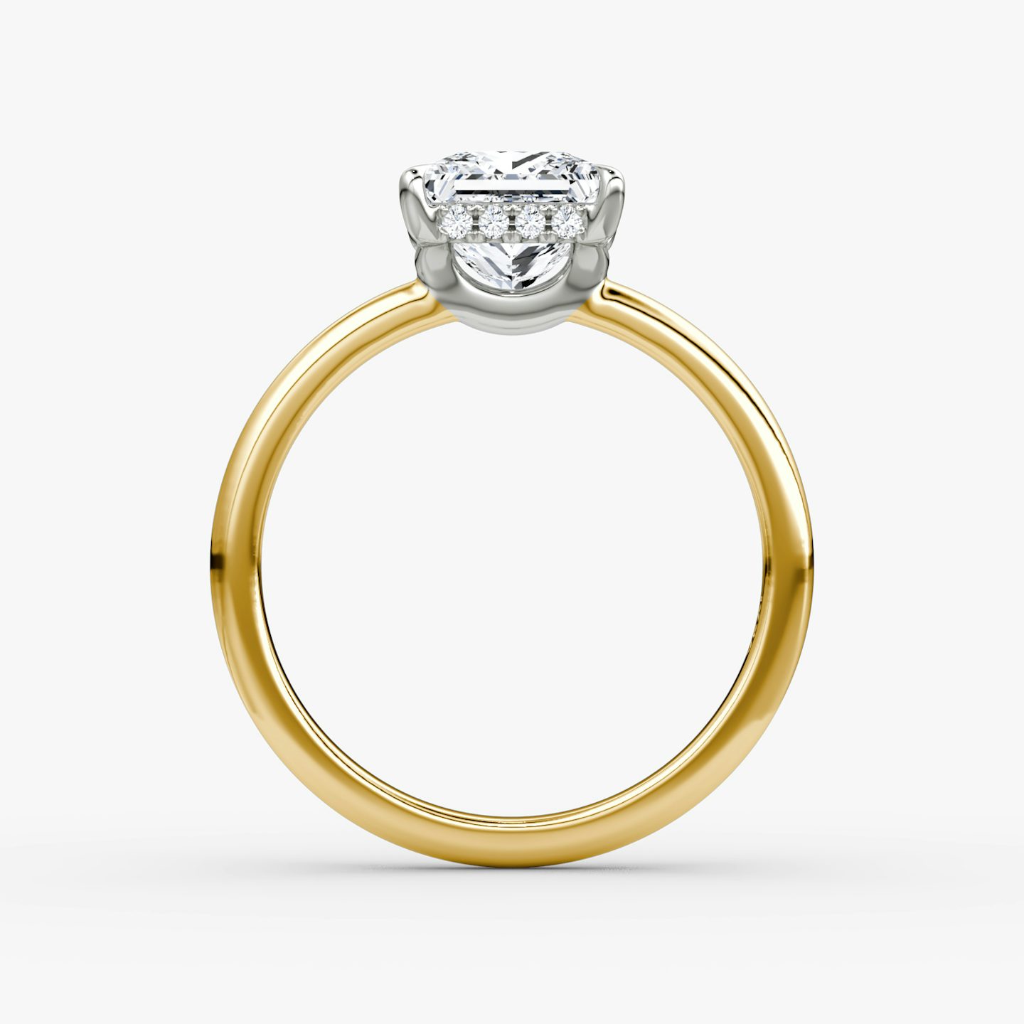 The Signature | Princess | 18k | Yellow Gold and Platinum | bandAccent: Plain | bandWidth: large | hiddenHalo: yes | diamondOrientation: vertical | caratWeight: other
