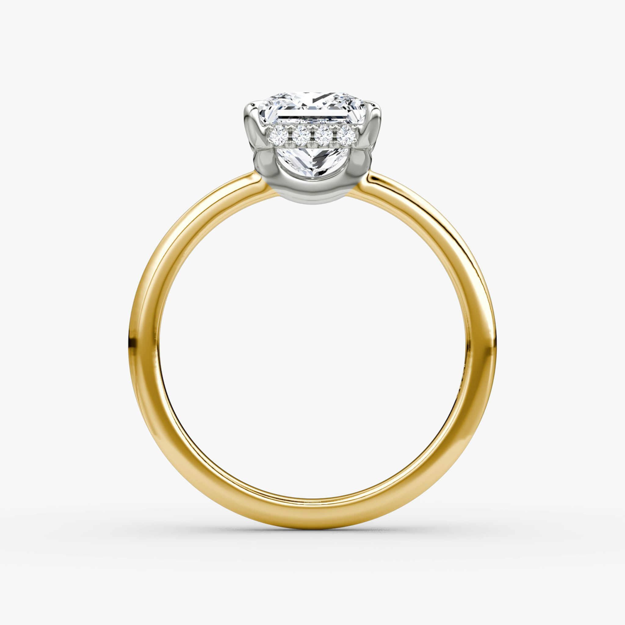The Signature | Princess | 18k | Yellow Gold and Platinum | bandAccent: Plain | bandWidth: large | hiddenHalo: yes | diamondOrientation: vertical | caratWeight: other
