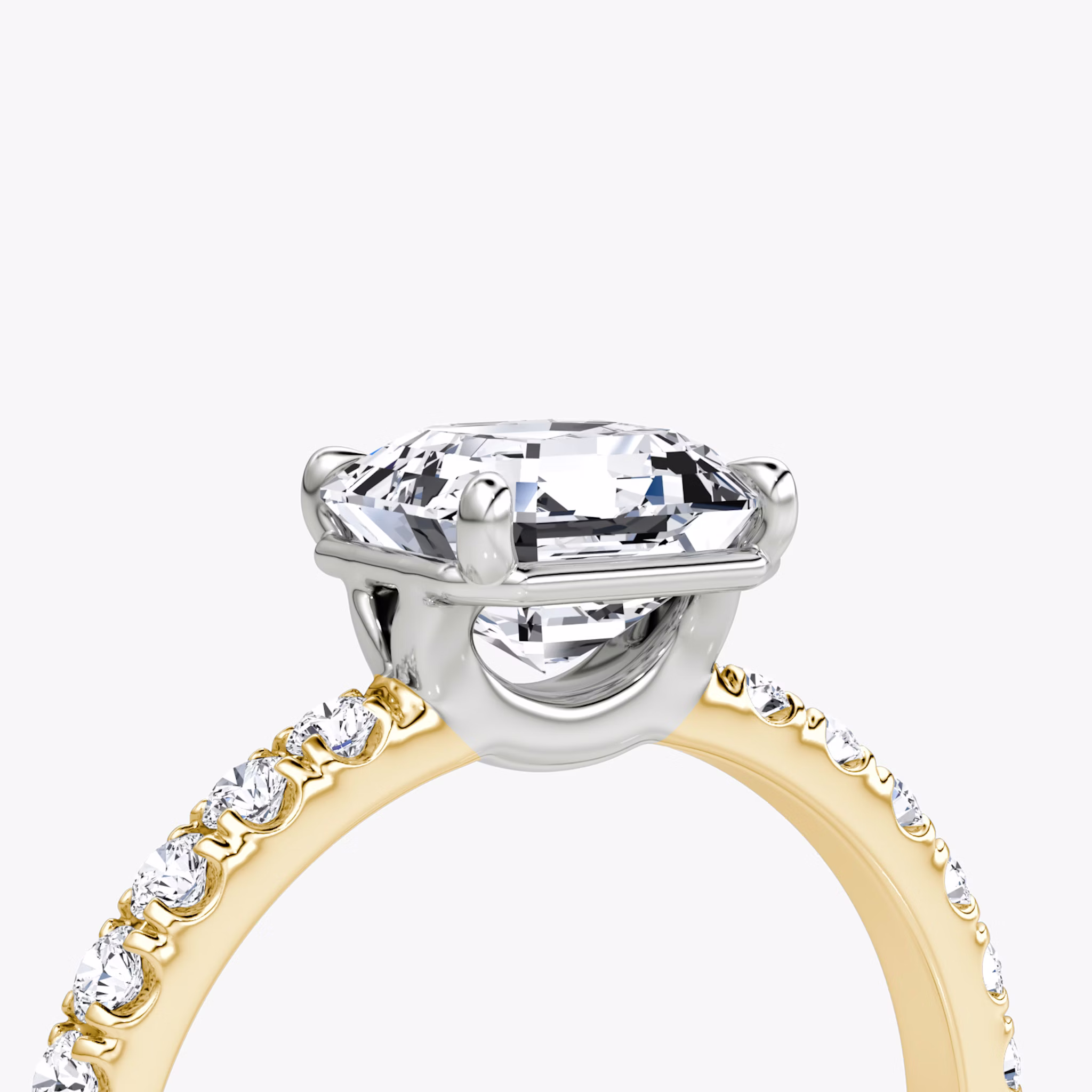 The Signature | Asscher | 18k | Yellow Gold and Platinum | bandAccent: Pavé | bandWidth: large | hiddenHalo: no | diamondOrientation: vertical | caratWeight: other