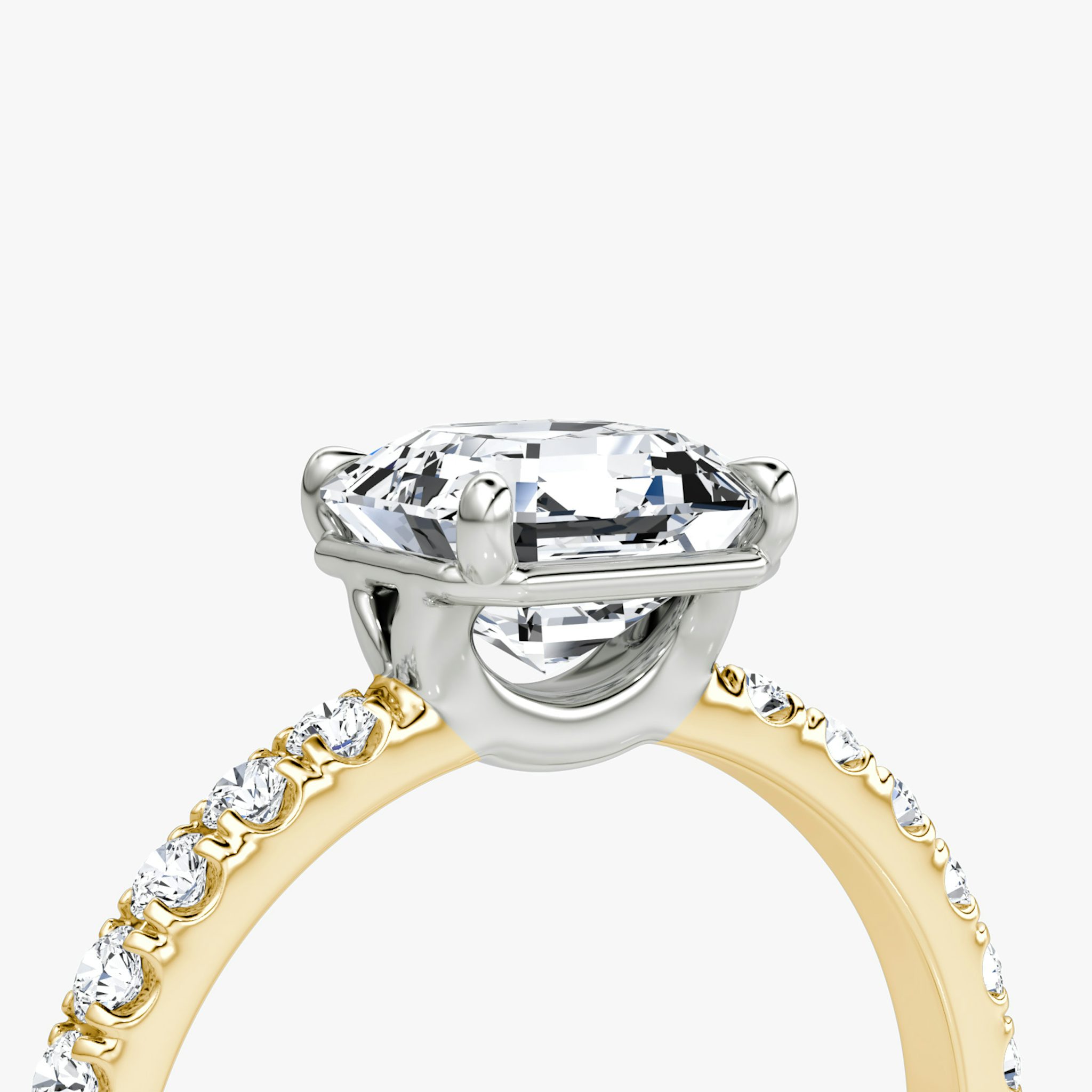 The Signature | Asscher | 18k | Yellow Gold and Platinum | bandAccent: Pavé | bandWidth: large | hiddenHalo: no | diamondOrientation: vertical | caratWeight: other