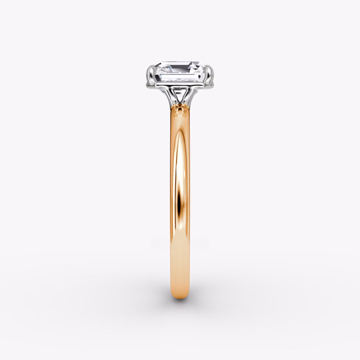 The Signature | Asscher | 14k | Rose Gold and Platinum | bandAccent: Plain | bandWidth: large | hiddenHalo: no | diamondOrientation: vertical | caratWeight: other