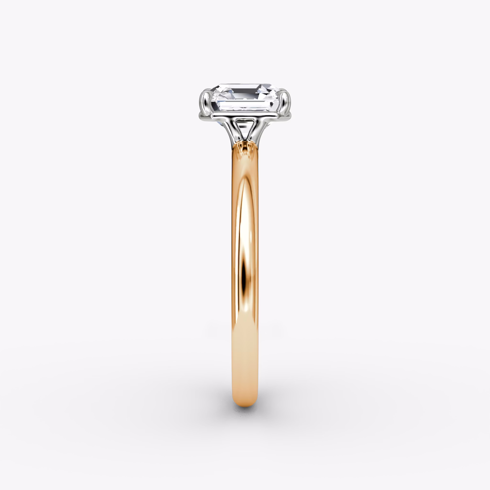 The Signature | Asscher | 14k | Rose Gold and Platinum | bandAccent: Plain | bandWidth: large | hiddenHalo: no | diamondOrientation: vertical | caratWeight: other