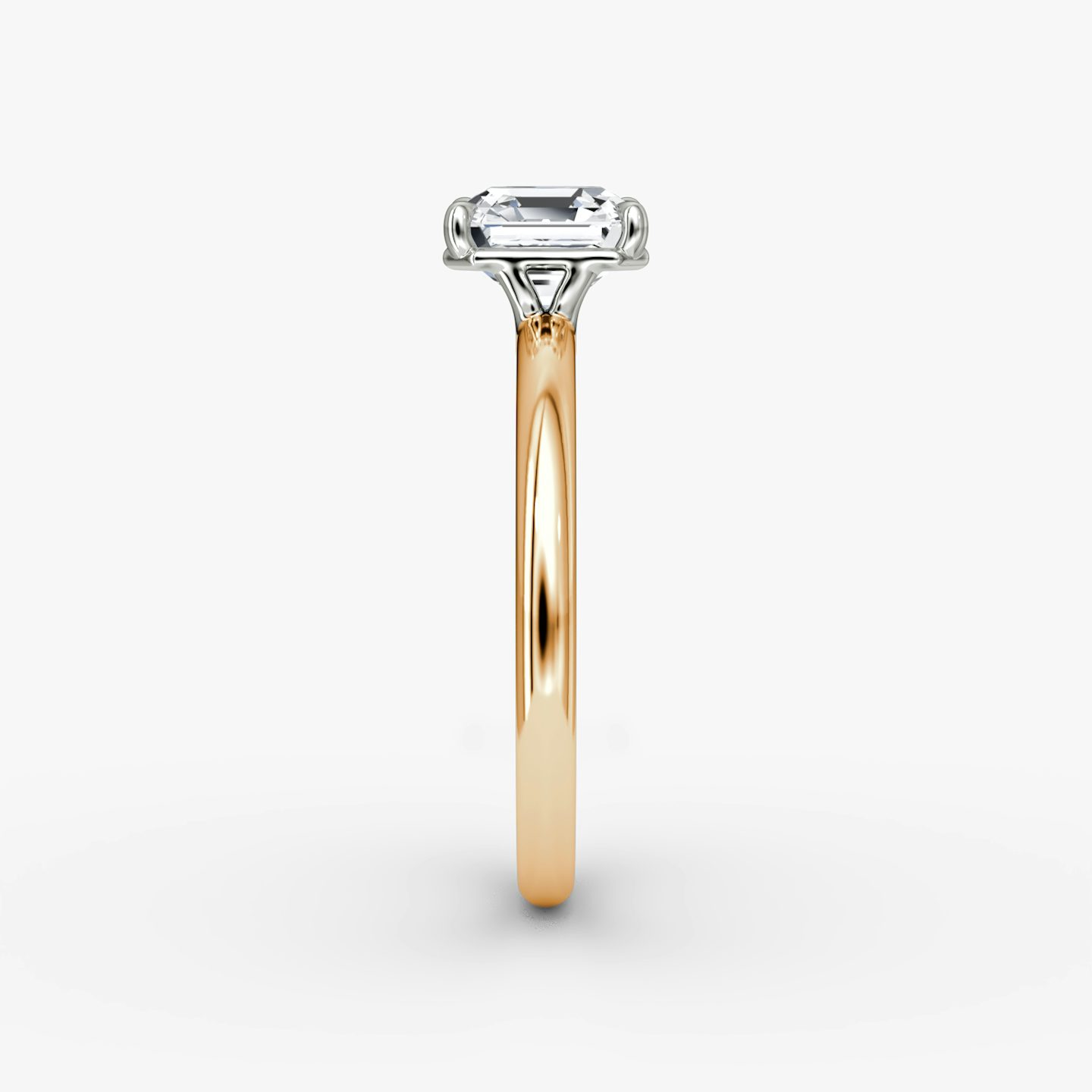 The Signature | Asscher | 14k | Rose Gold and Platinum | bandAccent: Plain | bandWidth: large | hiddenHalo: no | diamondOrientation: vertical | caratWeight: other