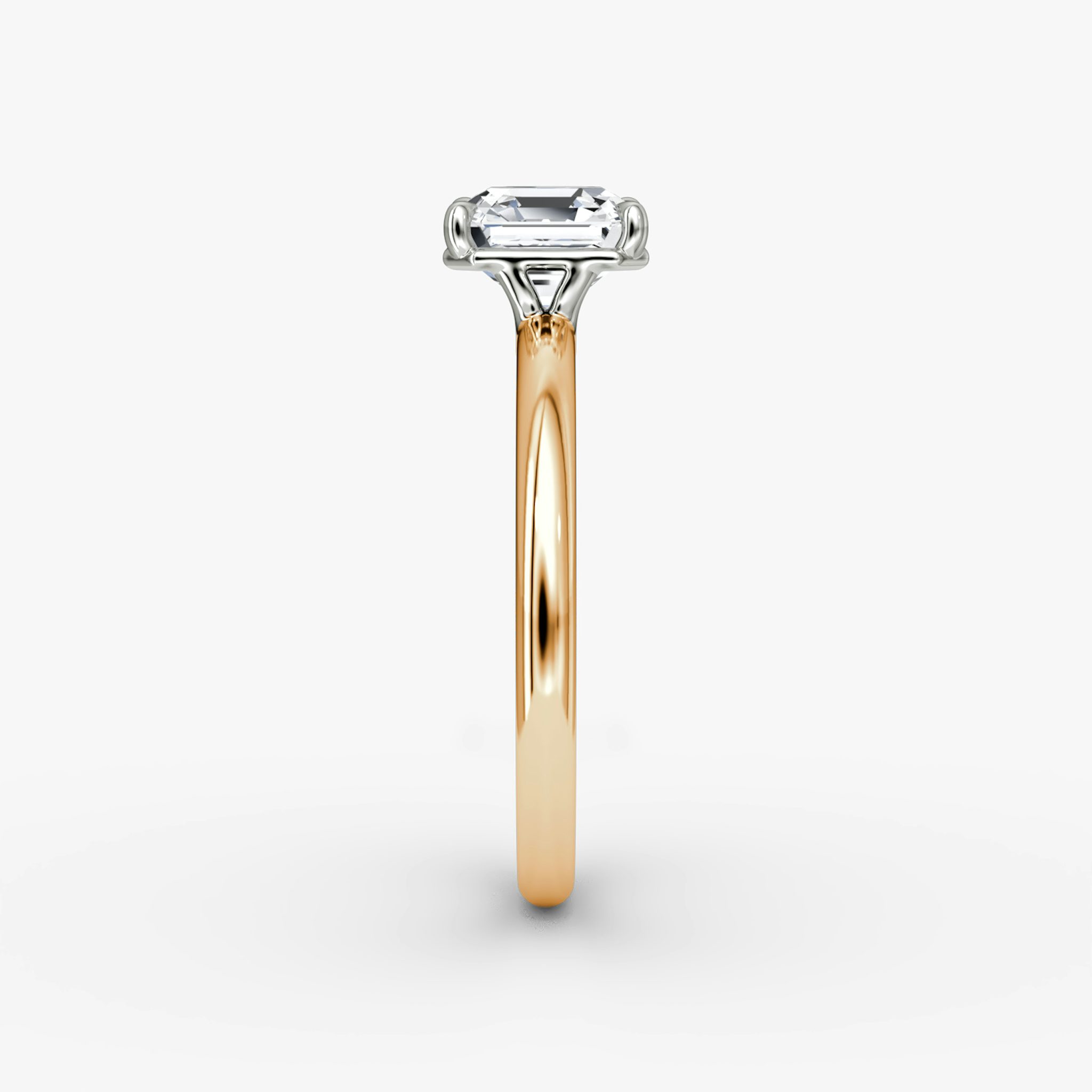 The Signature | Asscher | 14k | Rose Gold and Platinum | bandAccent: Plain | bandWidth: large | hiddenHalo: no | diamondOrientation: vertical | caratWeight: other