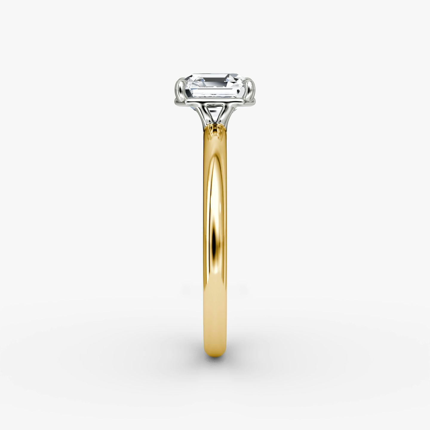 The Signature | Asscher | 18k | Yellow Gold and Platinum | bandAccent: Plain | bandWidth: large | hiddenHalo: no | diamondOrientation: vertical | caratWeight: other