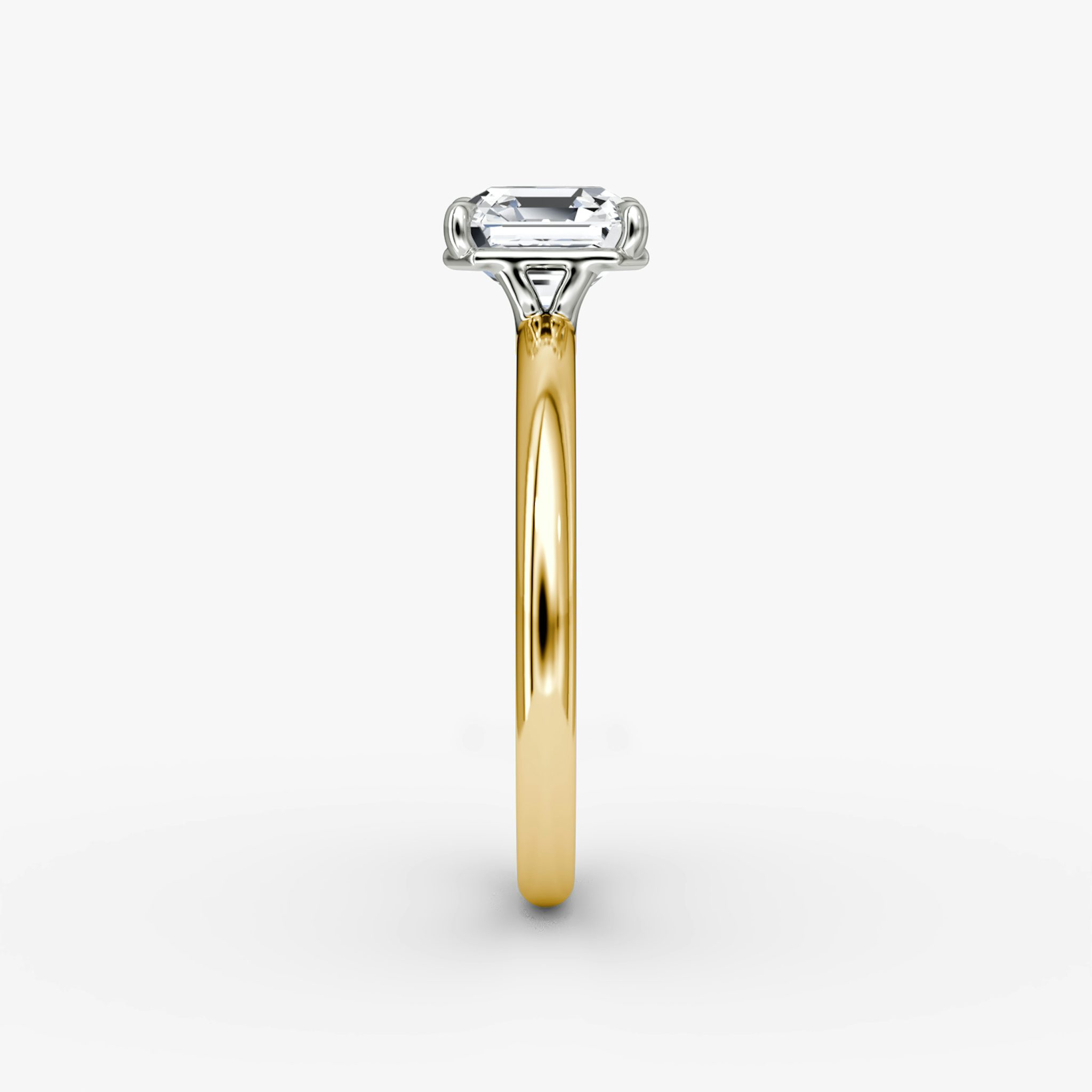 The Signature | Asscher | 18k | Yellow Gold and Platinum | bandAccent: Plain | bandWidth: large | hiddenHalo: no | diamondOrientation: vertical | caratWeight: other