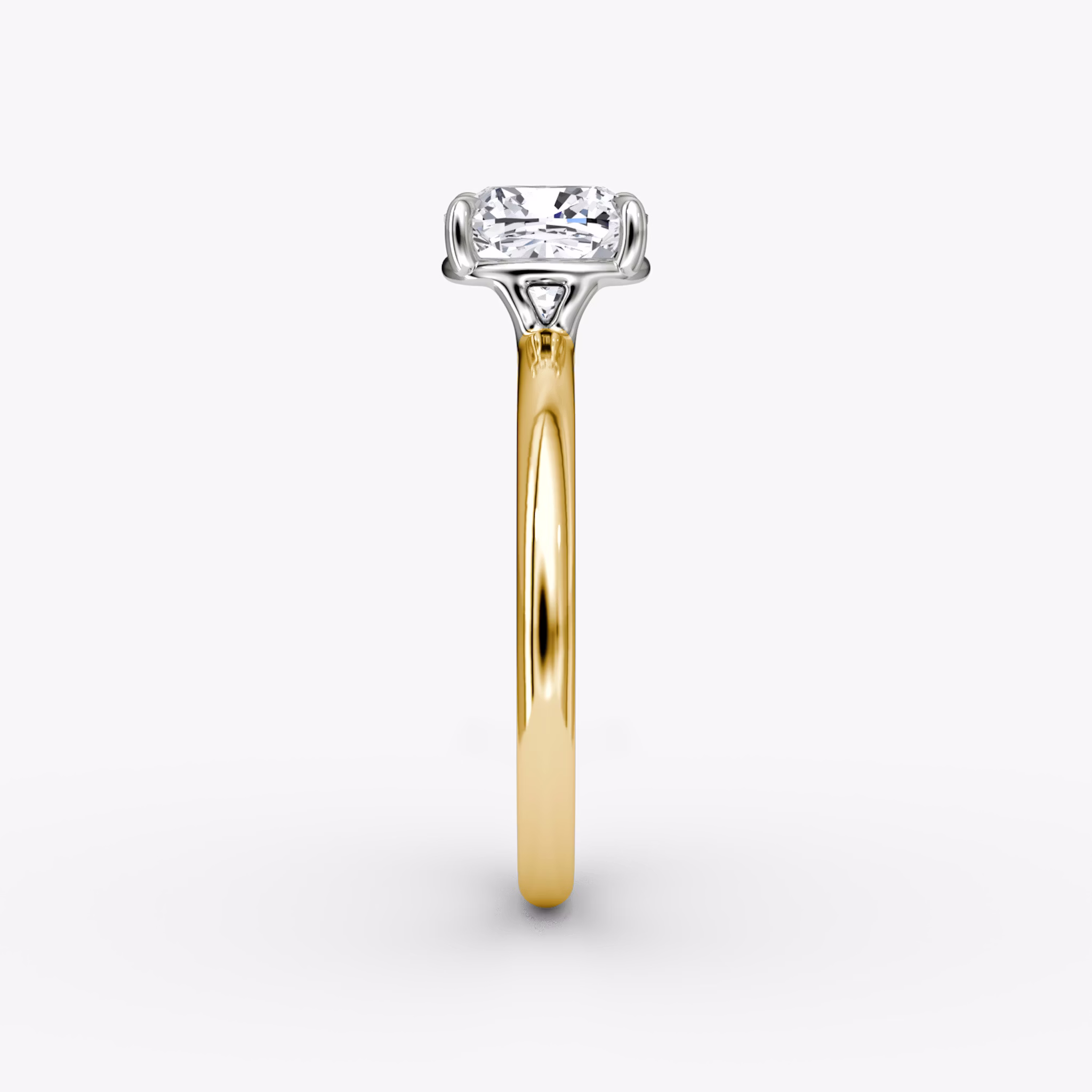 The Signature | Cushion | 18k | Yellow Gold and Platinum | bandAccent: Plain | bandWidth: large | hiddenHalo: no | diamondOrientation: vertical | caratWeight: other