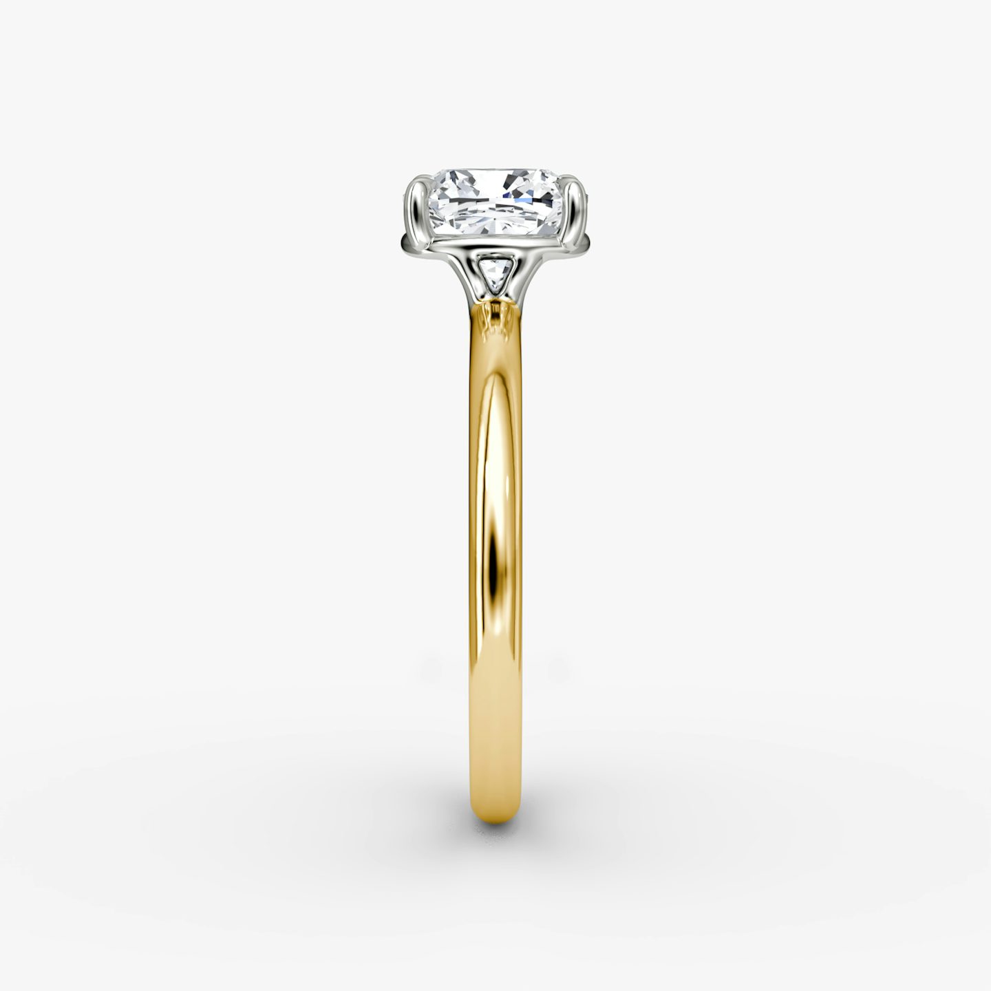 The Signature | Cushion | 18k | Yellow Gold and Platinum | bandAccent: Plain | bandWidth: large | hiddenHalo: no | diamondOrientation: vertical | caratWeight: other