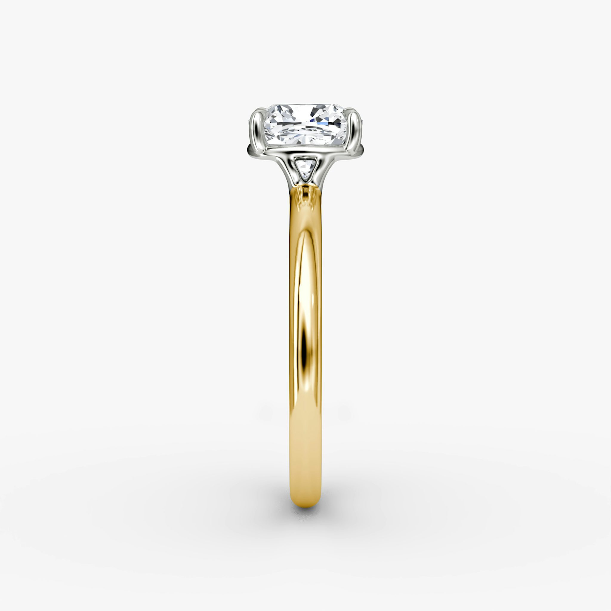 The Signature | Cushion | 18k | Yellow Gold and Platinum | bandAccent: Plain | bandWidth: large | hiddenHalo: no | diamondOrientation: vertical | caratWeight: other