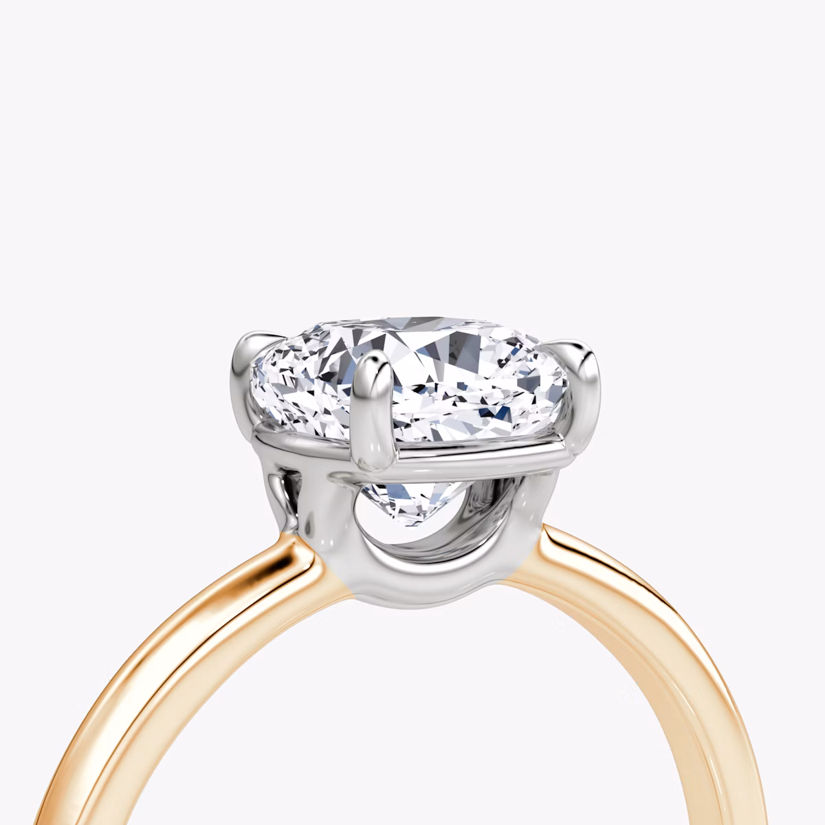 The Signature | Cushion | 14k | Rose Gold and Platinum | bandAccent: Plain | bandWidth: large | hiddenHalo: no | diamondOrientation: vertical | caratWeight: other