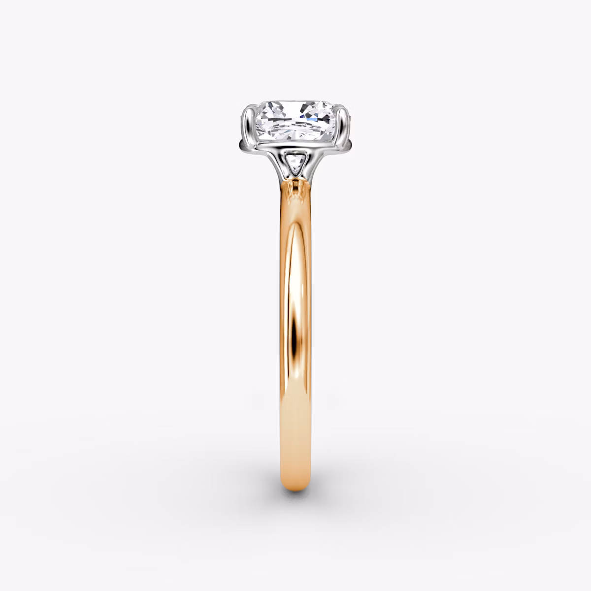 The Signature | Cushion | 14k | Rose Gold and Platinum | bandAccent: Plain | bandWidth: large | hiddenHalo: no | diamondOrientation: vertical | caratWeight: other