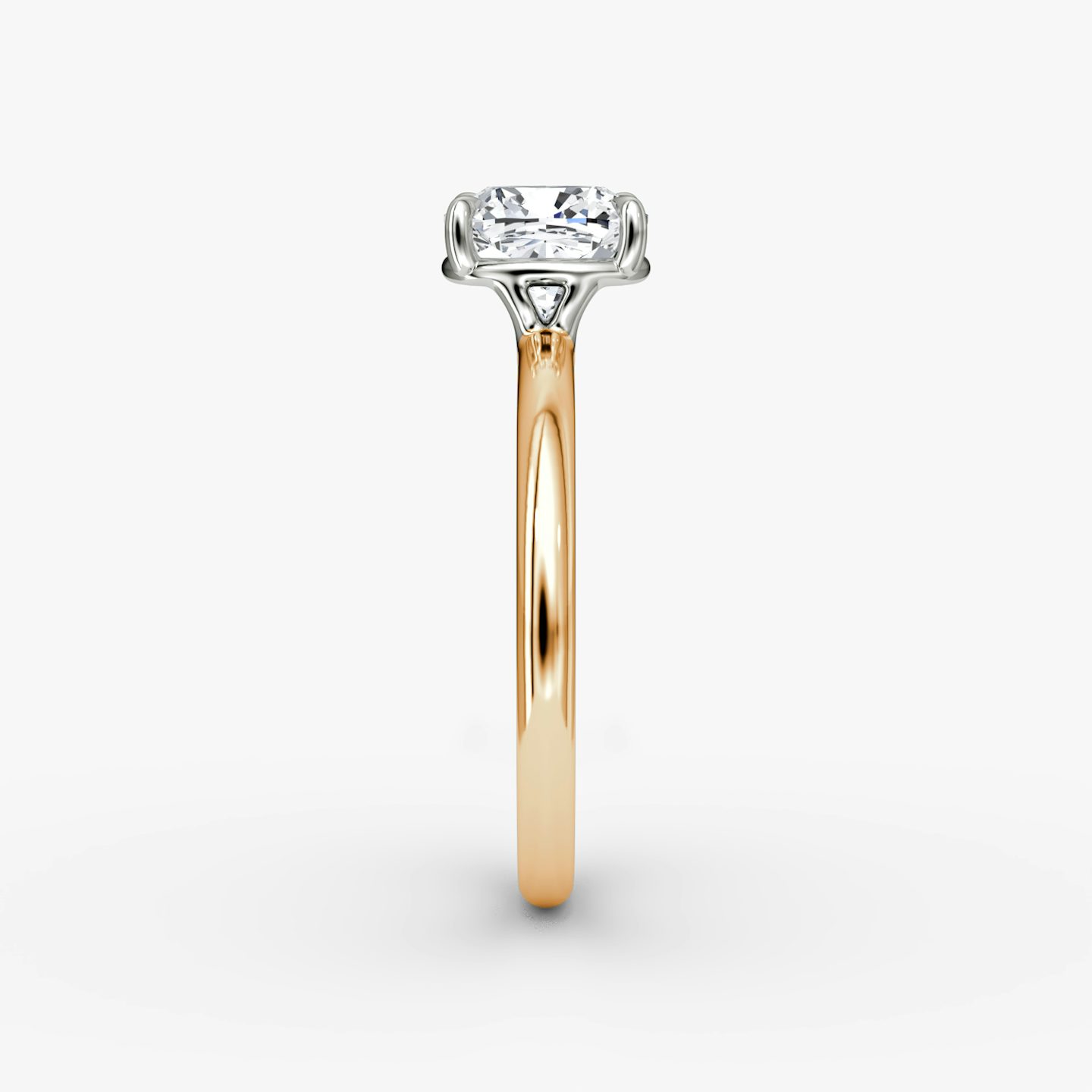 The Signature | Cushion | 14k | Rose Gold and Platinum | bandAccent: Plain | bandWidth: large | hiddenHalo: no | diamondOrientation: vertical | caratWeight: other