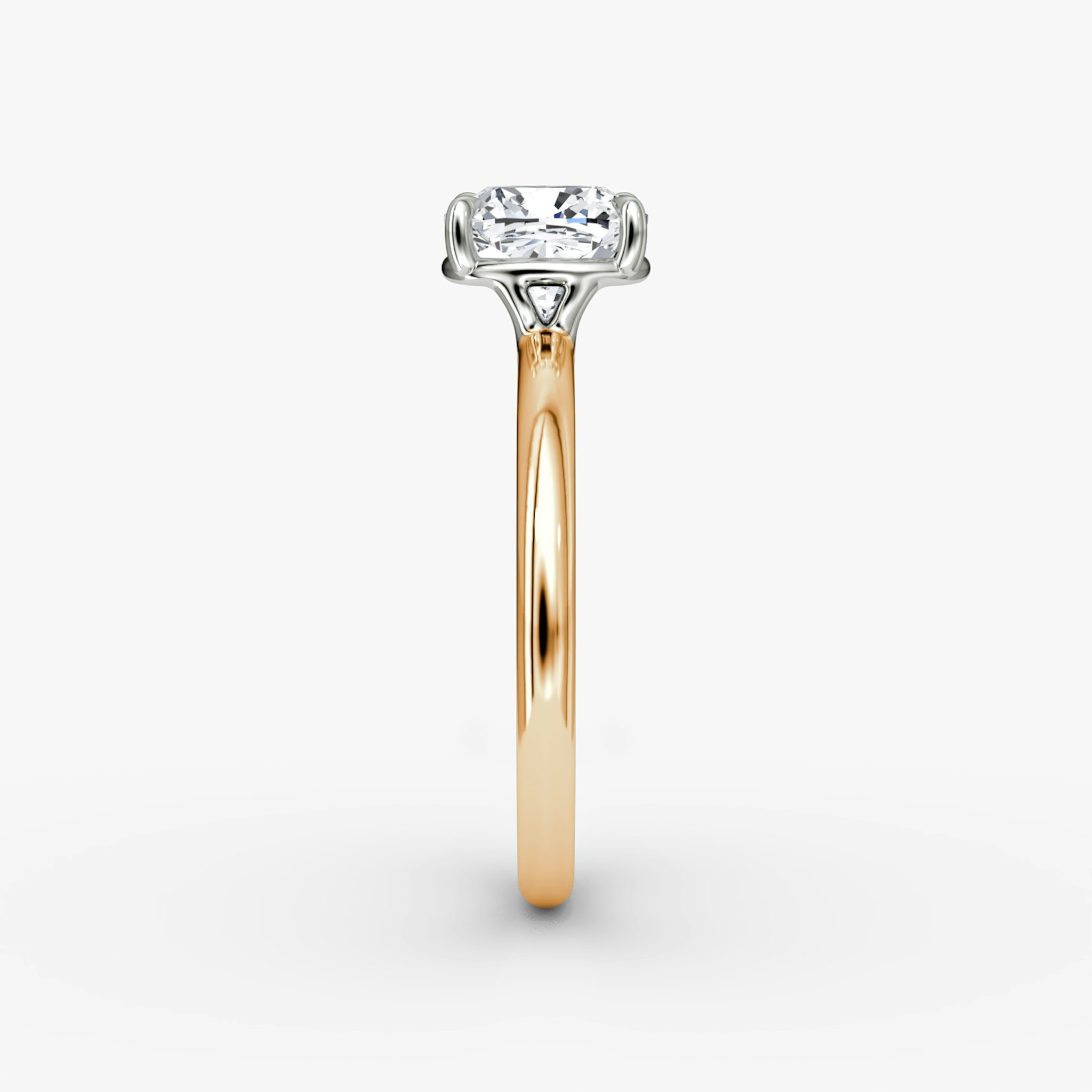 The Signature | Cushion | 14k | Rose Gold and Platinum | bandAccent: Plain | bandWidth: large | hiddenHalo: no | diamondOrientation: vertical | caratWeight: other