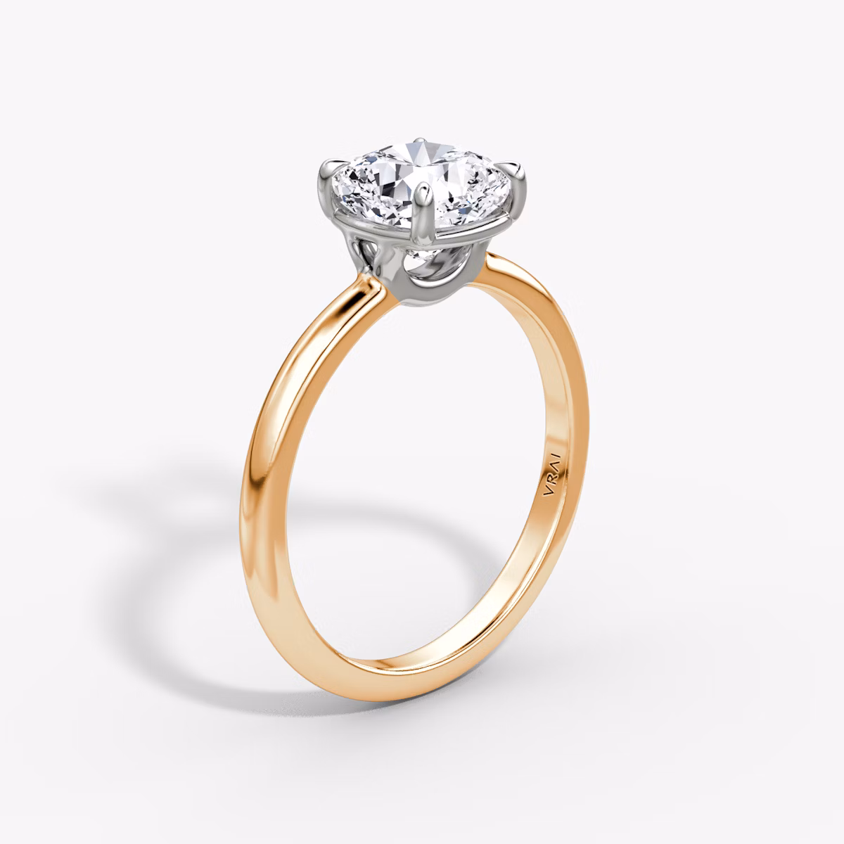 The Signature | Cushion | 14k | Rose Gold and Platinum | bandAccent: Plain | bandWidth: large | hiddenHalo: no | diamondOrientation: vertical | caratWeight: other