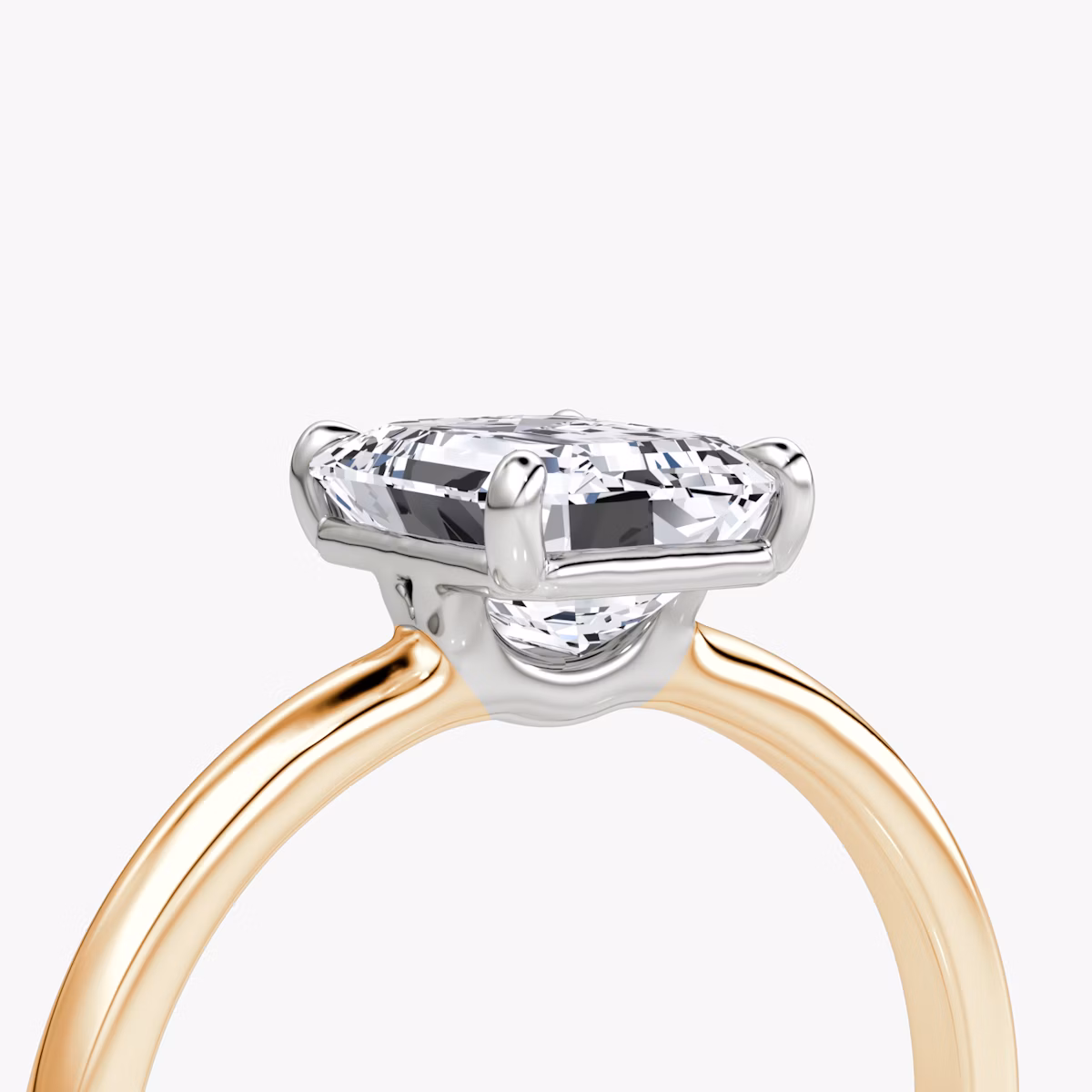 The Signature | Emerald | 14k | Rose Gold and Platinum | bandAccent: Plain | bandWidth: large | hiddenHalo: no | diamondOrientation: vertical | caratWeight: other