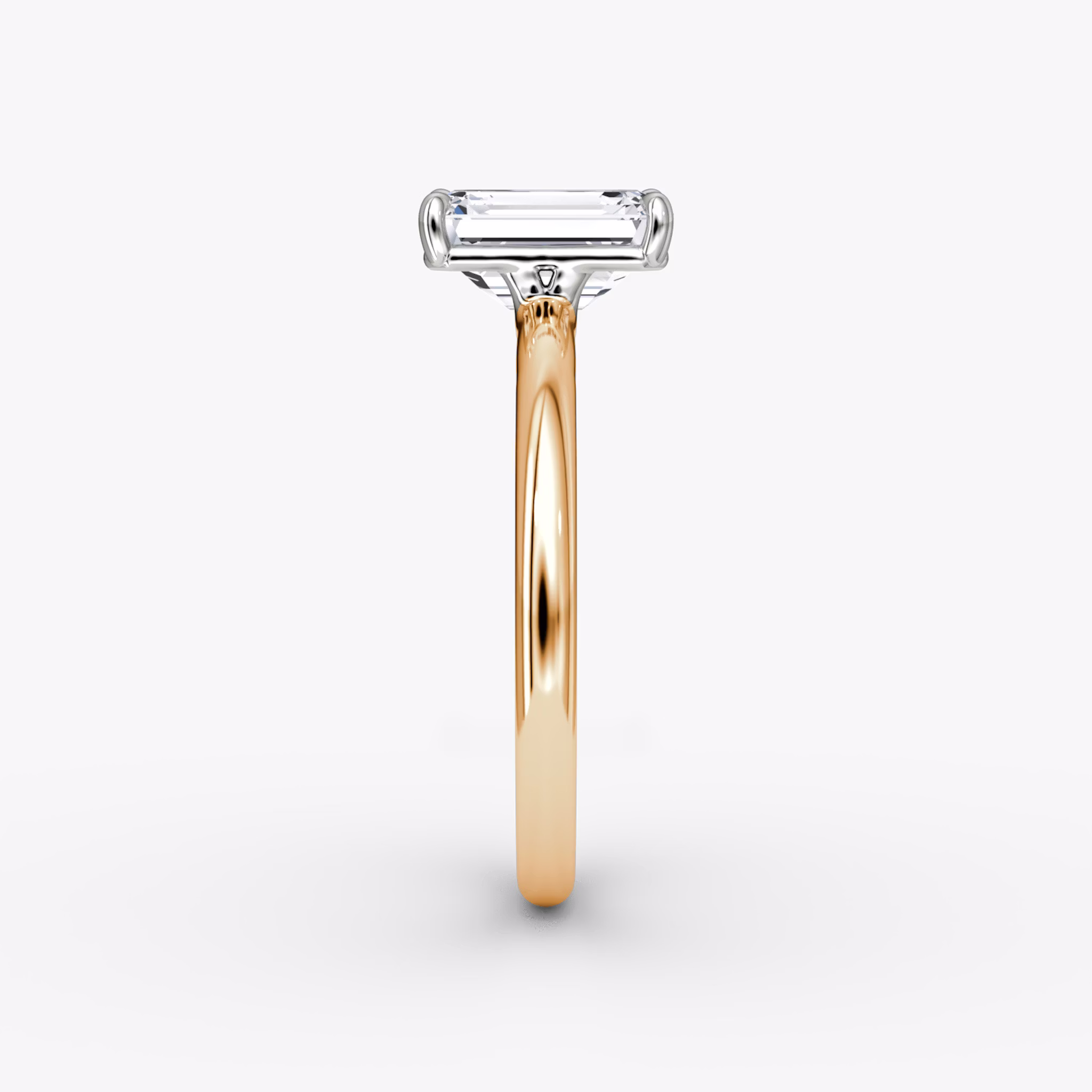 The Signature | Emerald | 14k | Rose Gold and Platinum | bandAccent: Plain | bandWidth: large | hiddenHalo: no | diamondOrientation: vertical | caratWeight: other