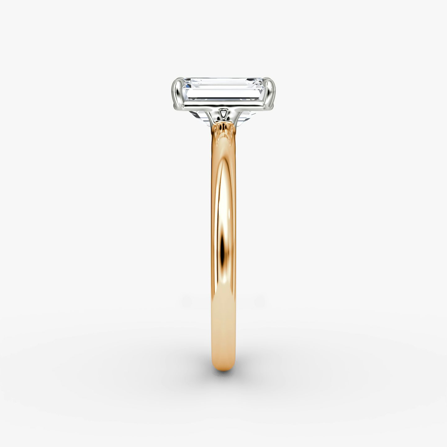 The Signature | Emerald | 14k | Rose Gold and Platinum | bandAccent: Plain | bandWidth: large | hiddenHalo: no | diamondOrientation: vertical | caratWeight: other