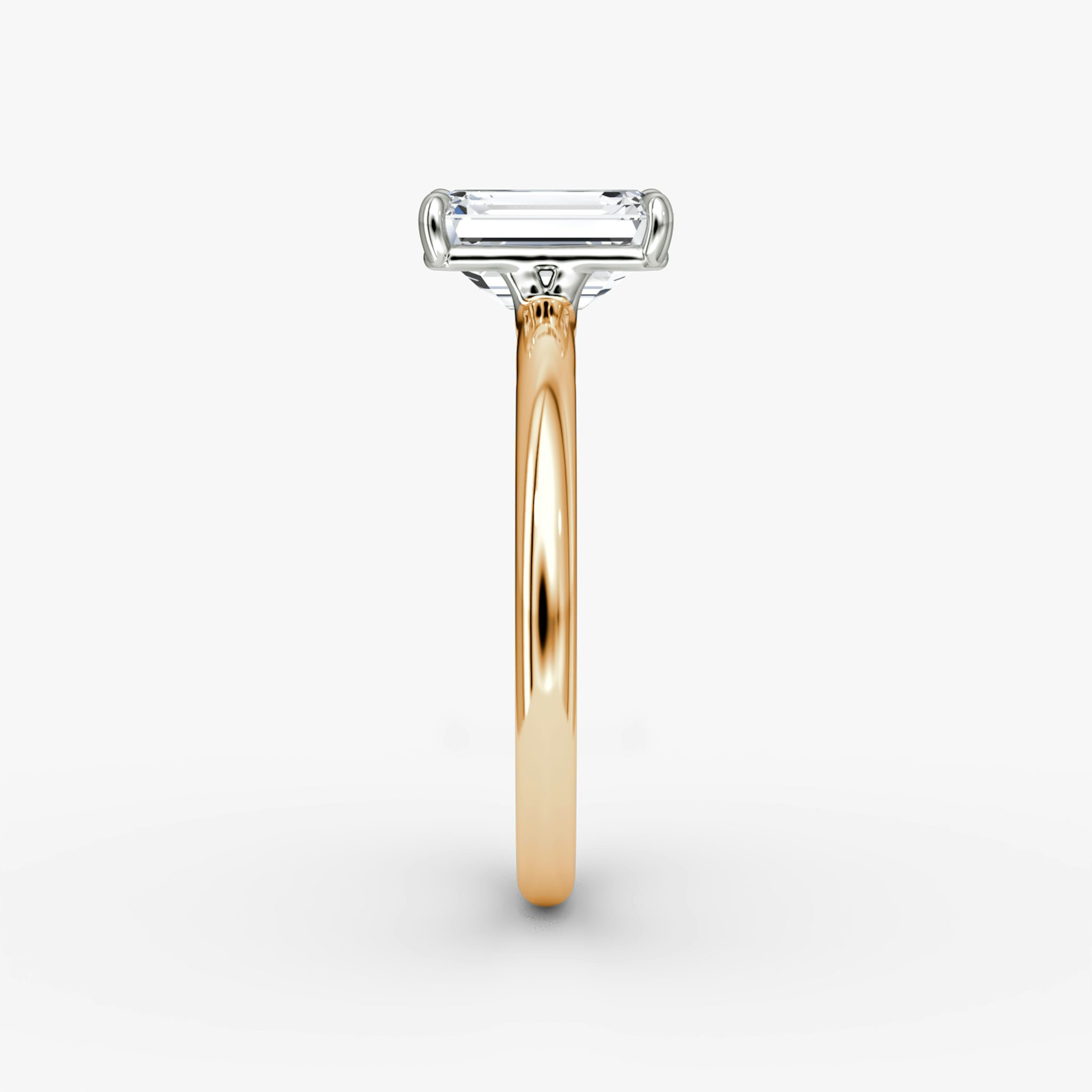 The Signature | Emerald | 14k | Rose Gold and Platinum | bandAccent: Plain | bandWidth: large | hiddenHalo: no | diamondOrientation: vertical | caratWeight: other