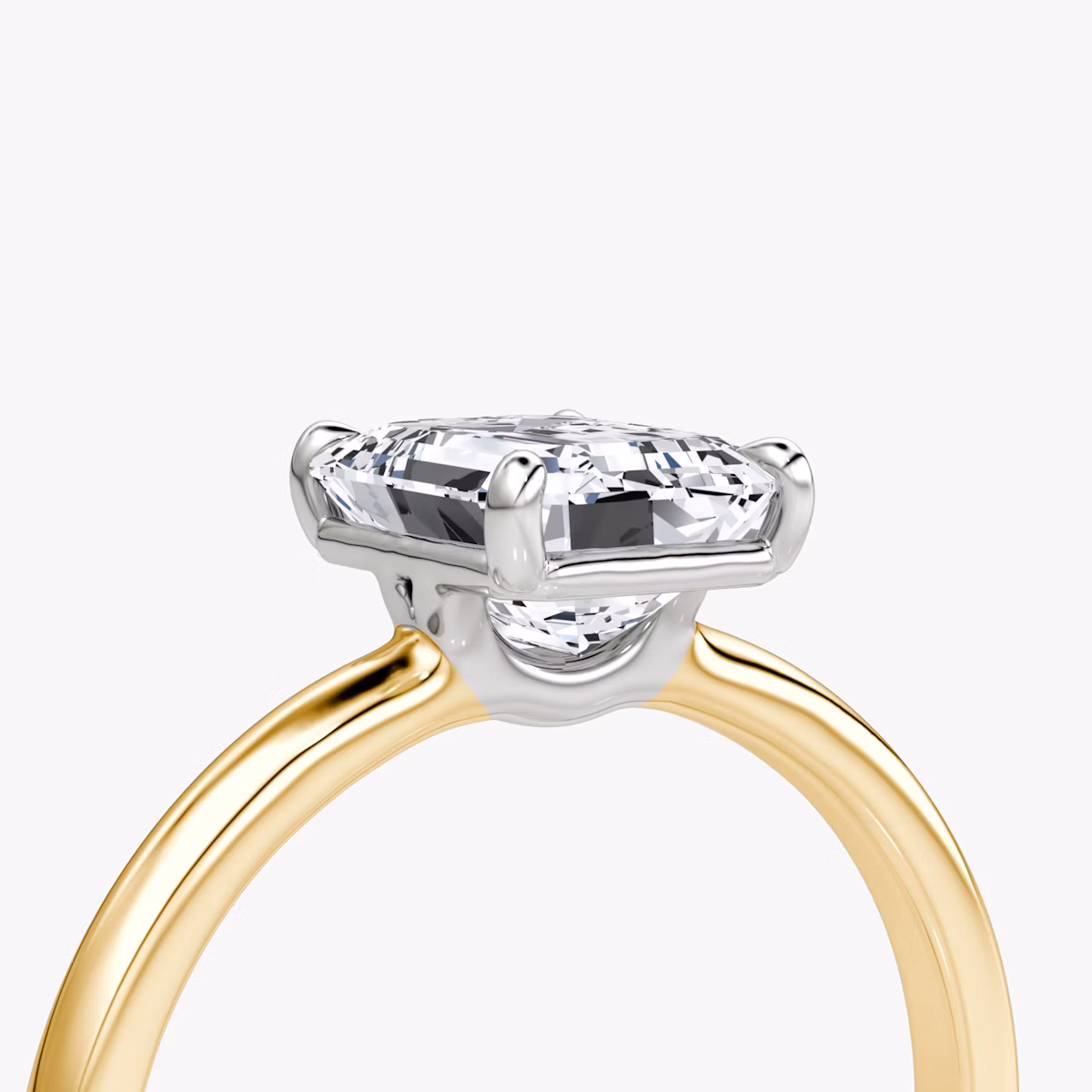 The Signature | Emerald | 18k | Yellow Gold and Platinum | bandAccent: Plain | bandWidth: large | hiddenHalo: no | diamondOrientation: vertical | caratWeight: other