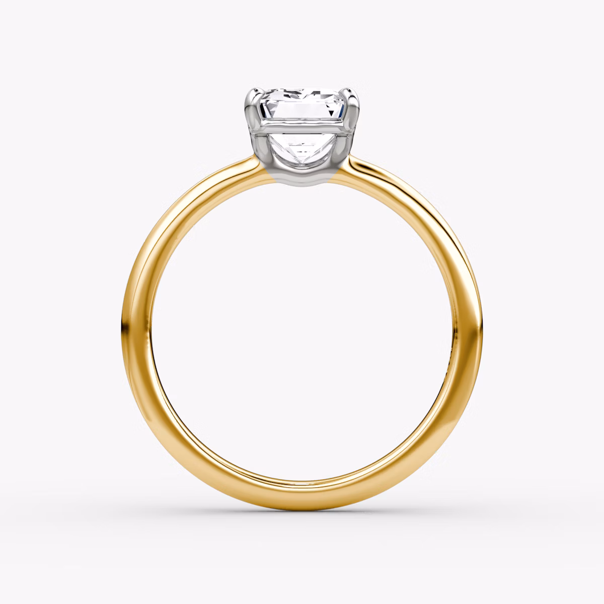 The Signature | Emerald | 18k | Yellow Gold and Platinum | bandAccent: Plain | bandWidth: large | hiddenHalo: no | diamondOrientation: vertical | caratWeight: other