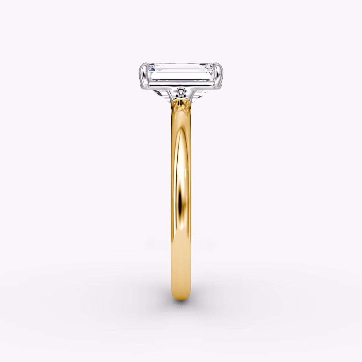 The Signature | Emerald | 18k | Yellow Gold and Platinum | bandAccent: Plain | bandWidth: large | hiddenHalo: no | diamondOrientation: vertical | caratWeight: other