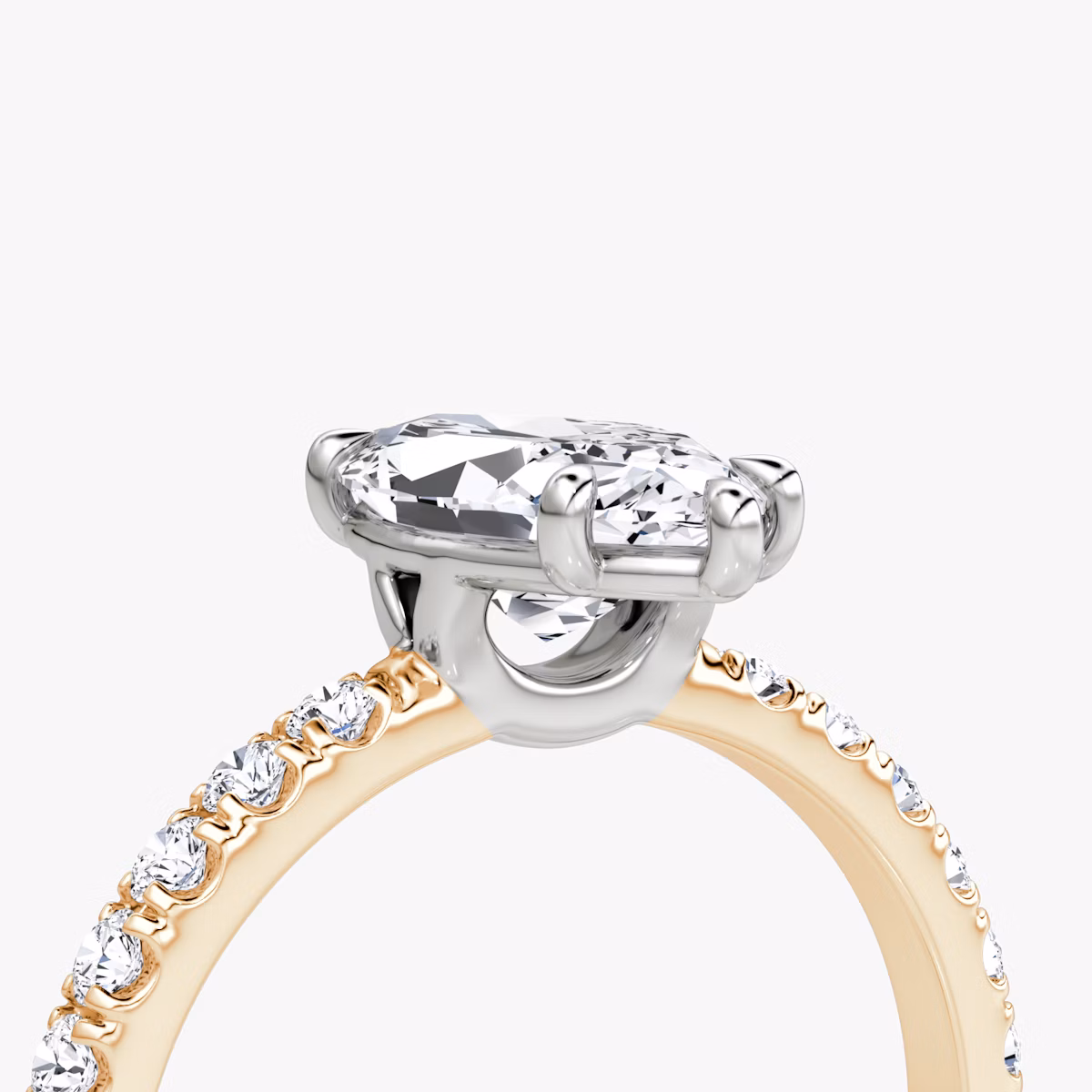The Signature | Marquise | 14k | Rose Gold and Platinum | bandAccent: Pavé | bandWidth: large | hiddenHalo: no | diamondOrientation: vertical | caratWeight: other