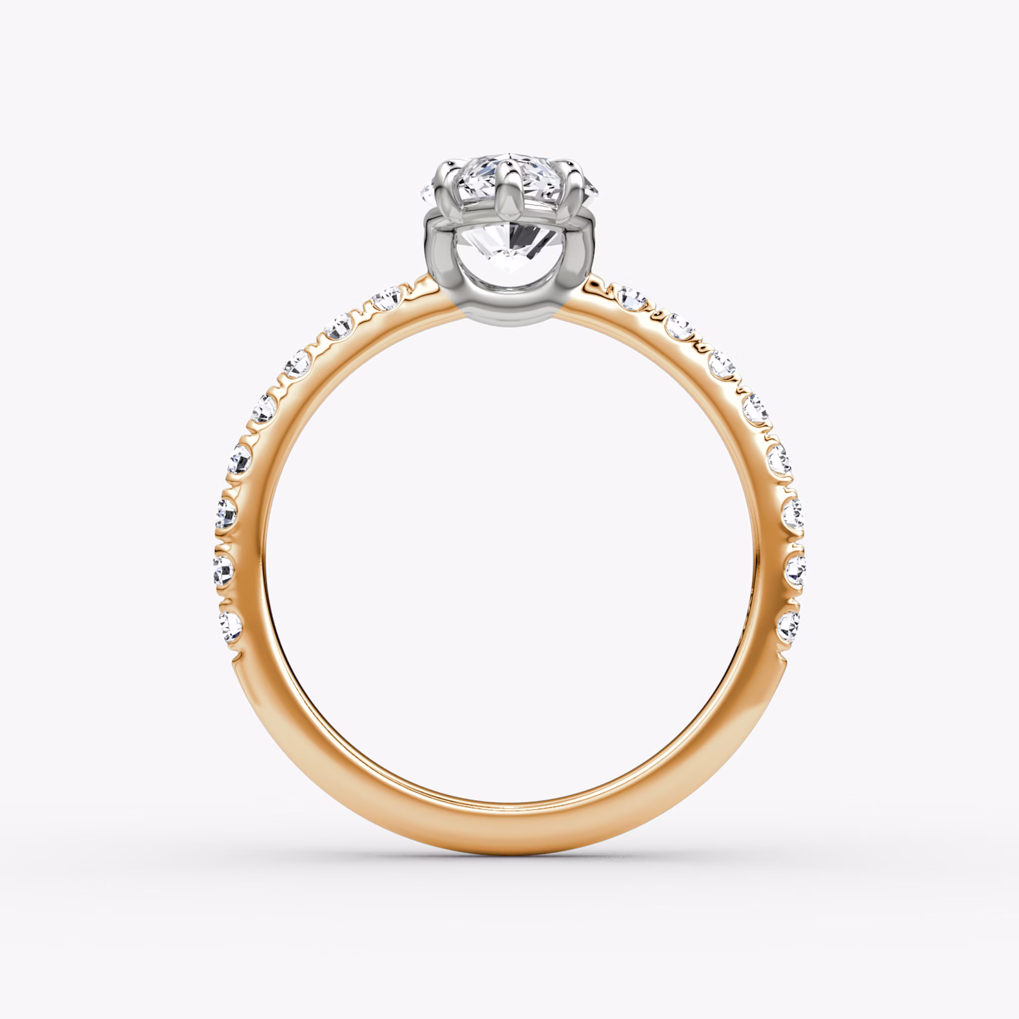 The Signature | Marquise | 14k | Rose Gold and Platinum | bandAccent: Pavé | bandWidth: large | hiddenHalo: no | diamondOrientation: vertical | caratWeight: other
