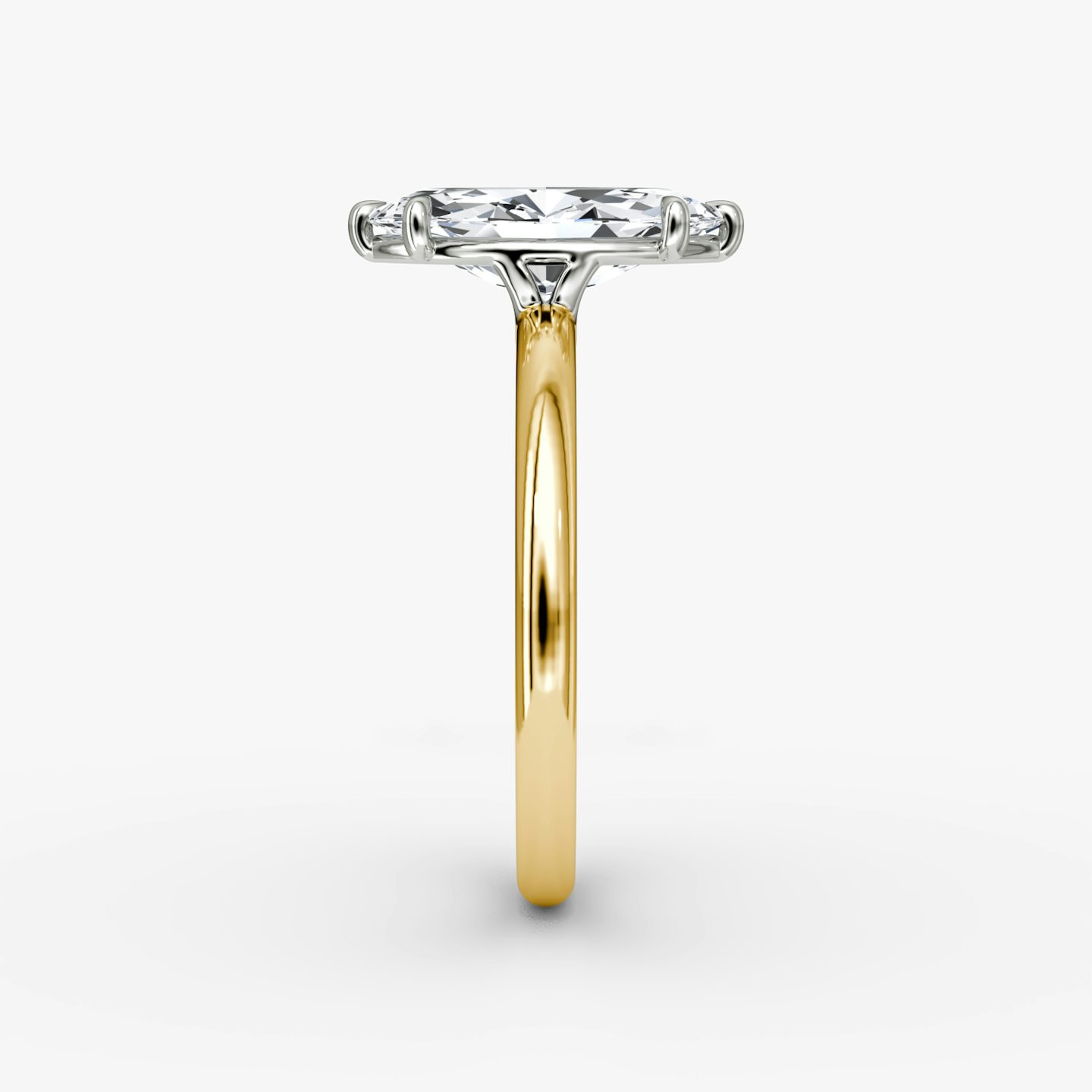The Signature | Marquise | 18k | Yellow Gold and Platinum | bandAccent: Plain | bandWidth: large | hiddenHalo: no | diamondOrientation: vertical | caratWeight: other