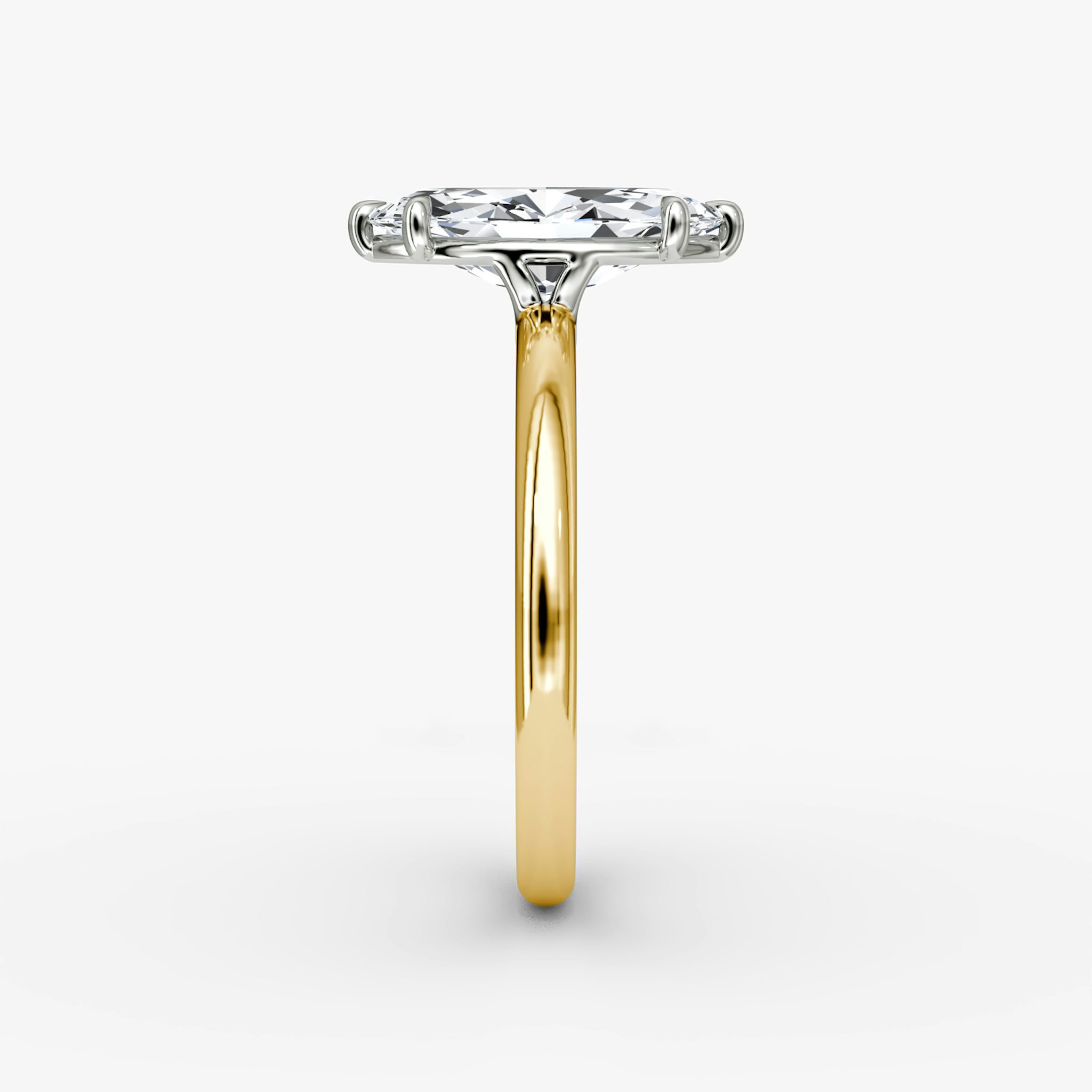 The Signature | Marquise | 18k | Yellow Gold and Platinum | bandAccent: Plain | bandWidth: large | hiddenHalo: no | diamondOrientation: vertical | caratWeight: other