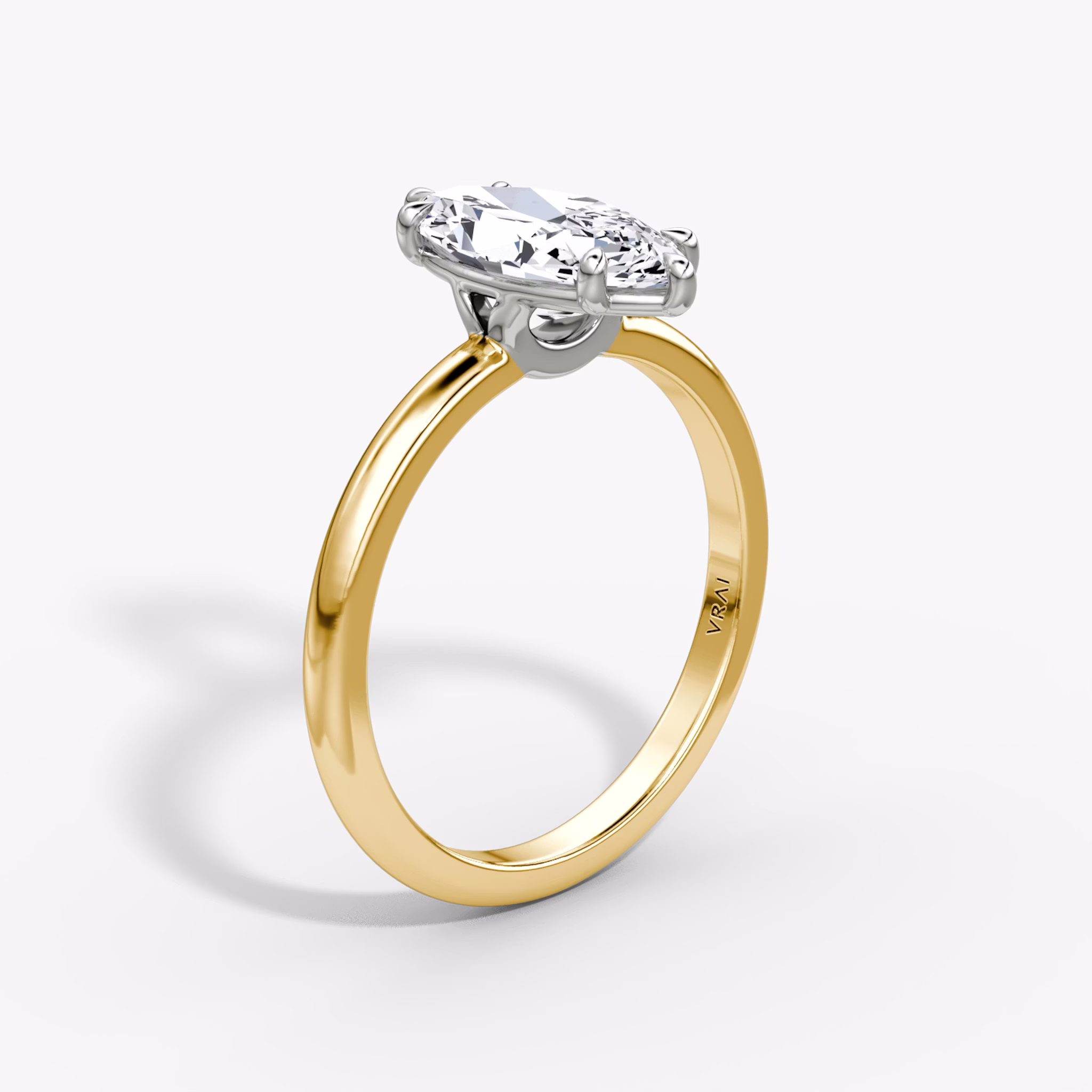 The Signature | Marquise | 18k | Yellow Gold and Platinum | bandAccent: Plain | bandWidth: large | hiddenHalo: no | diamondOrientation: vertical | caratWeight: other