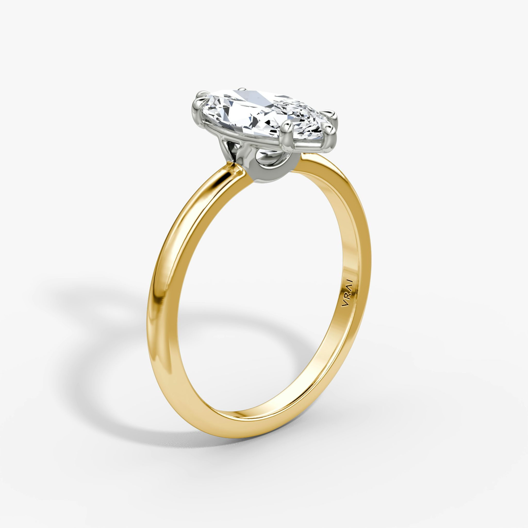 The Signature | Marquise | 18k | Yellow Gold and Platinum | bandAccent: Plain | bandWidth: large | hiddenHalo: no | diamondOrientation: vertical | caratWeight: other