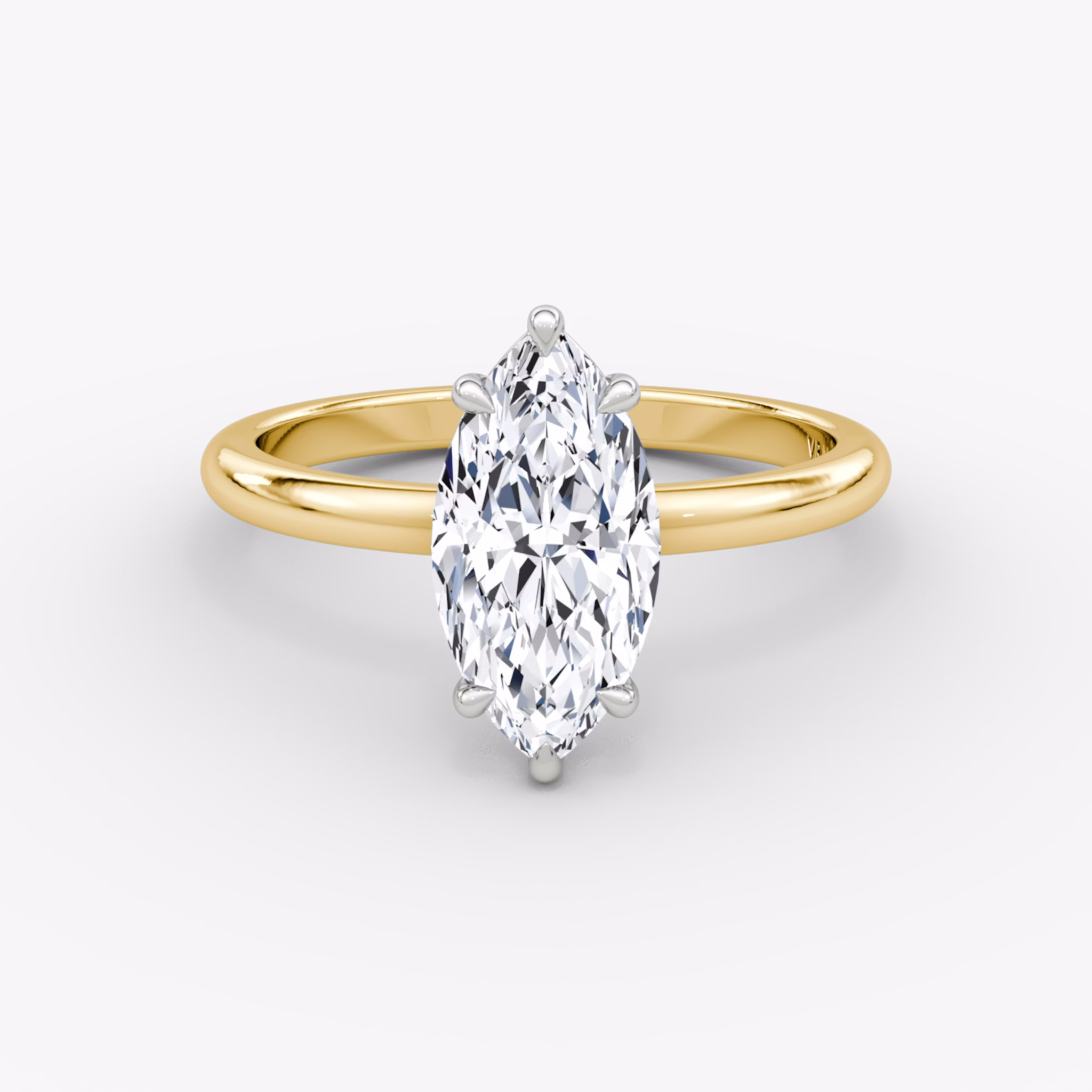 The Signature | Marquise | 18k | Yellow Gold and Platinum | bandAccent: Plain | bandWidth: large | hiddenHalo: no | diamondOrientation: vertical | caratWeight: other