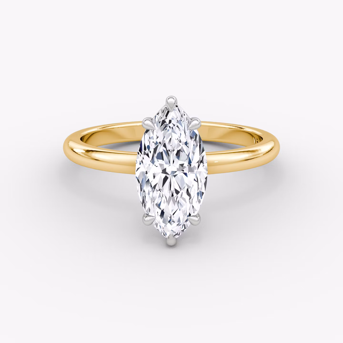 The Signature | Marquise | 18k | Yellow Gold and Platinum | bandAccent: Plain | bandWidth: large | hiddenHalo: no | diamondOrientation: vertical | caratWeight: other