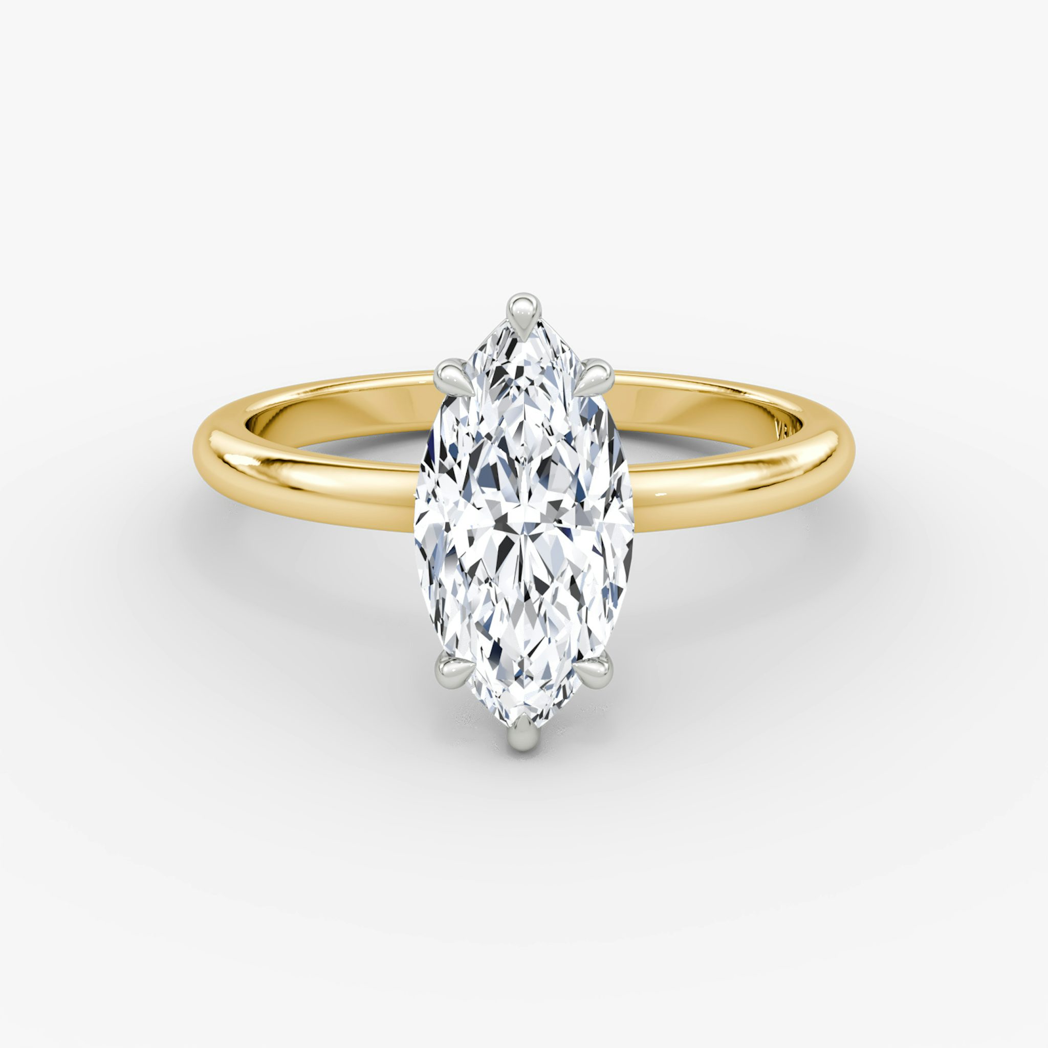 The Signature | Marquise | 18k | Yellow Gold and Platinum | bandAccent: Plain | bandWidth: large | hiddenHalo: no | diamondOrientation: vertical | caratWeight: other