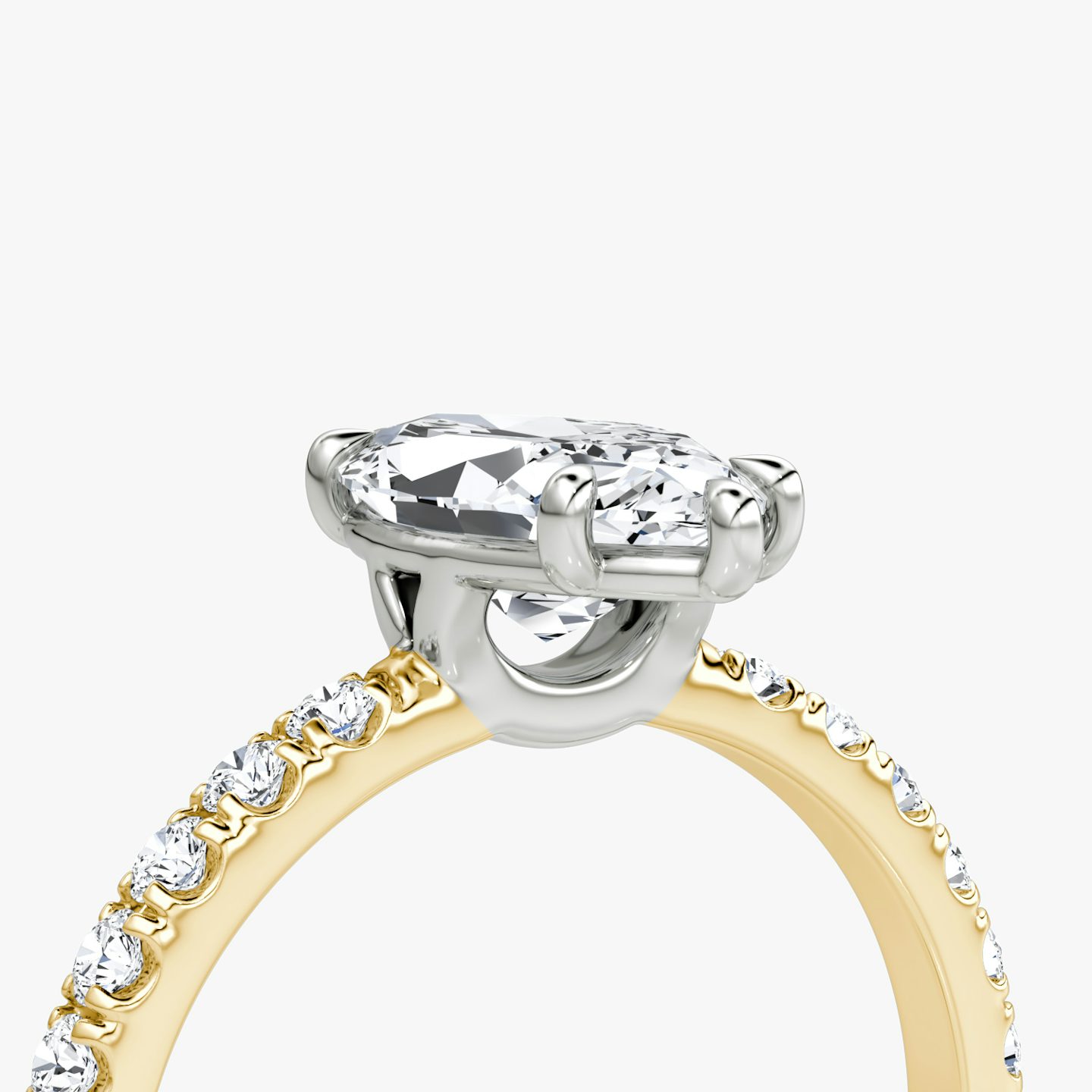 The Signature | Marquise | 18k | Yellow Gold and Platinum | bandAccent: Pavé | bandWidth: large | hiddenHalo: no | diamondOrientation: vertical | caratWeight: other