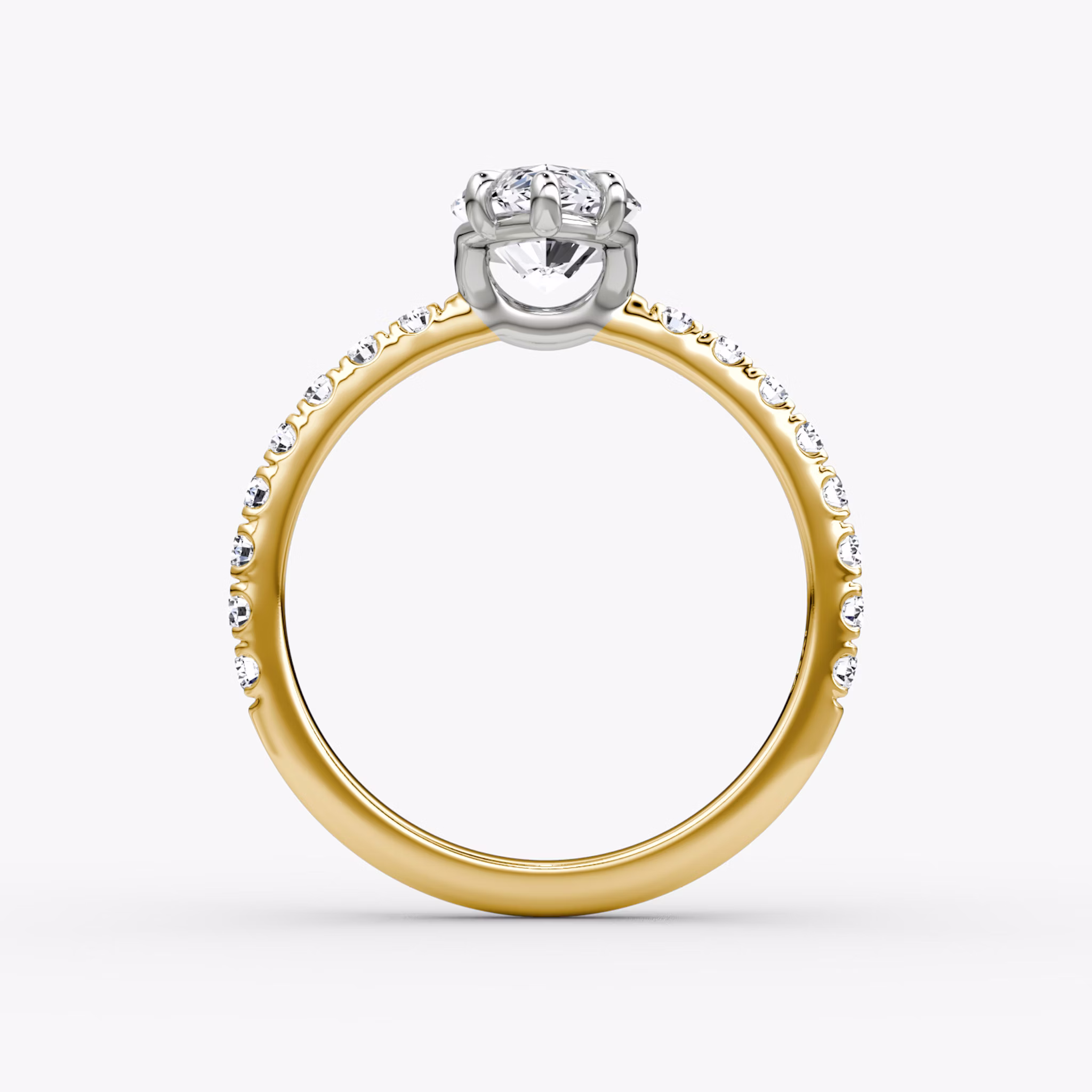 The Signature | Marquise | 18k | Yellow Gold and Platinum | bandAccent: Pavé | bandWidth: large | hiddenHalo: no | diamondOrientation: vertical | caratWeight: other